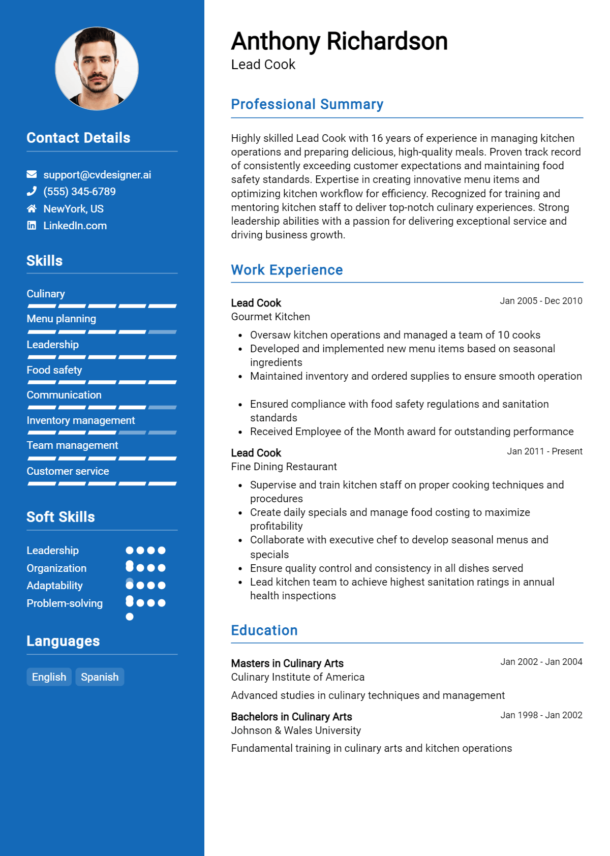 Lead Cook Resume Example for 2026: Ultimate Guide Preview