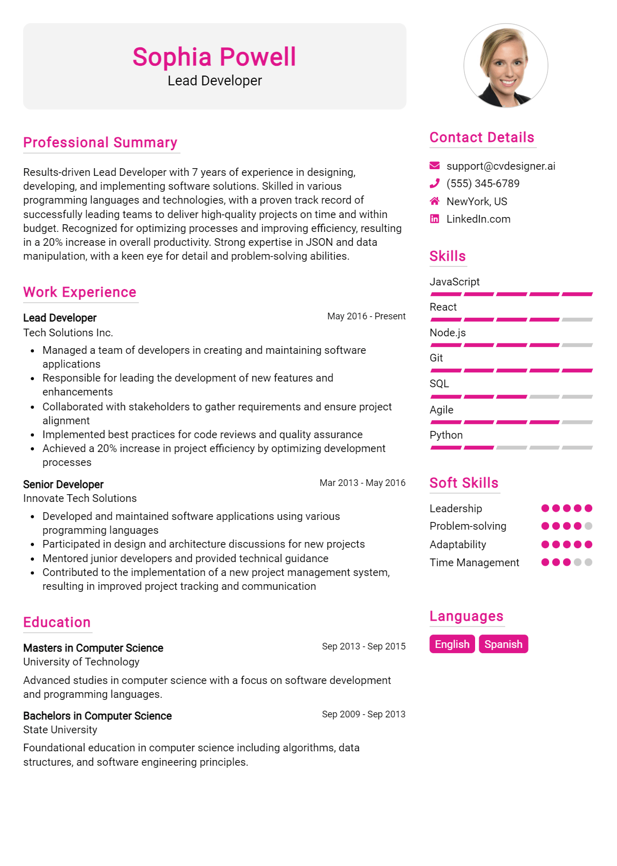 Lead Developer Resume Example for 2026: Writing Guide Preview