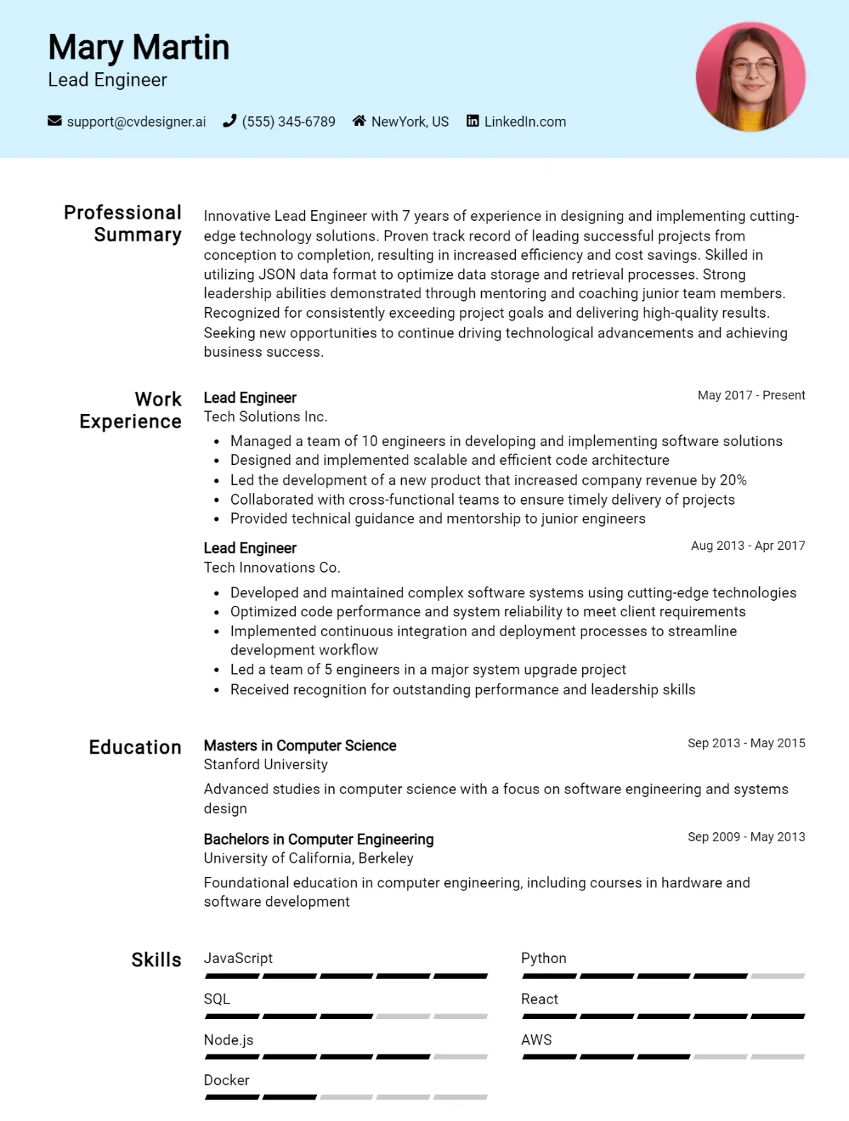 Lead Engineer CV Example For 2026: Tips & Templates Preview