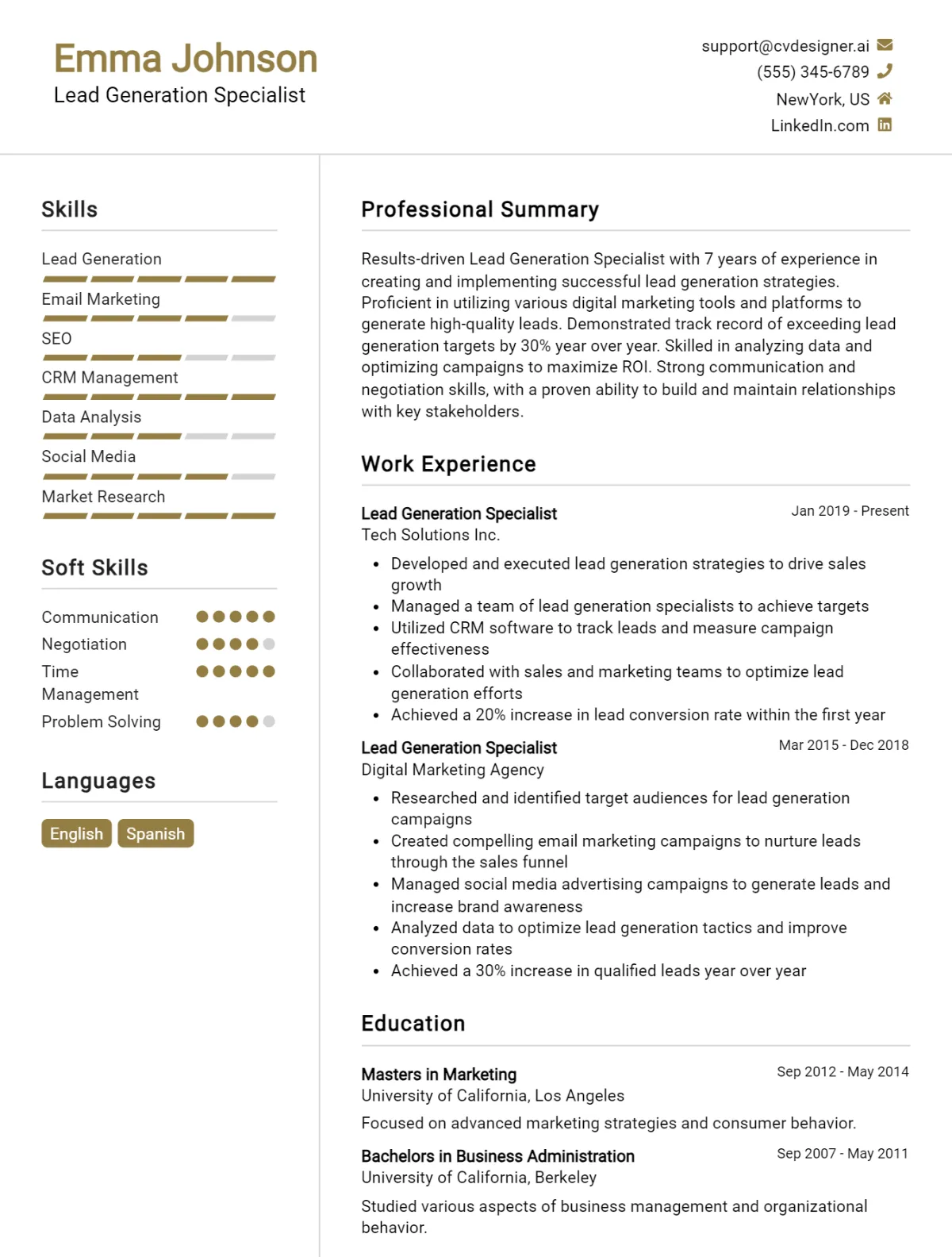 Lead Generation Specialist CV Example For 2026: How to Craft a Winning CV Preview