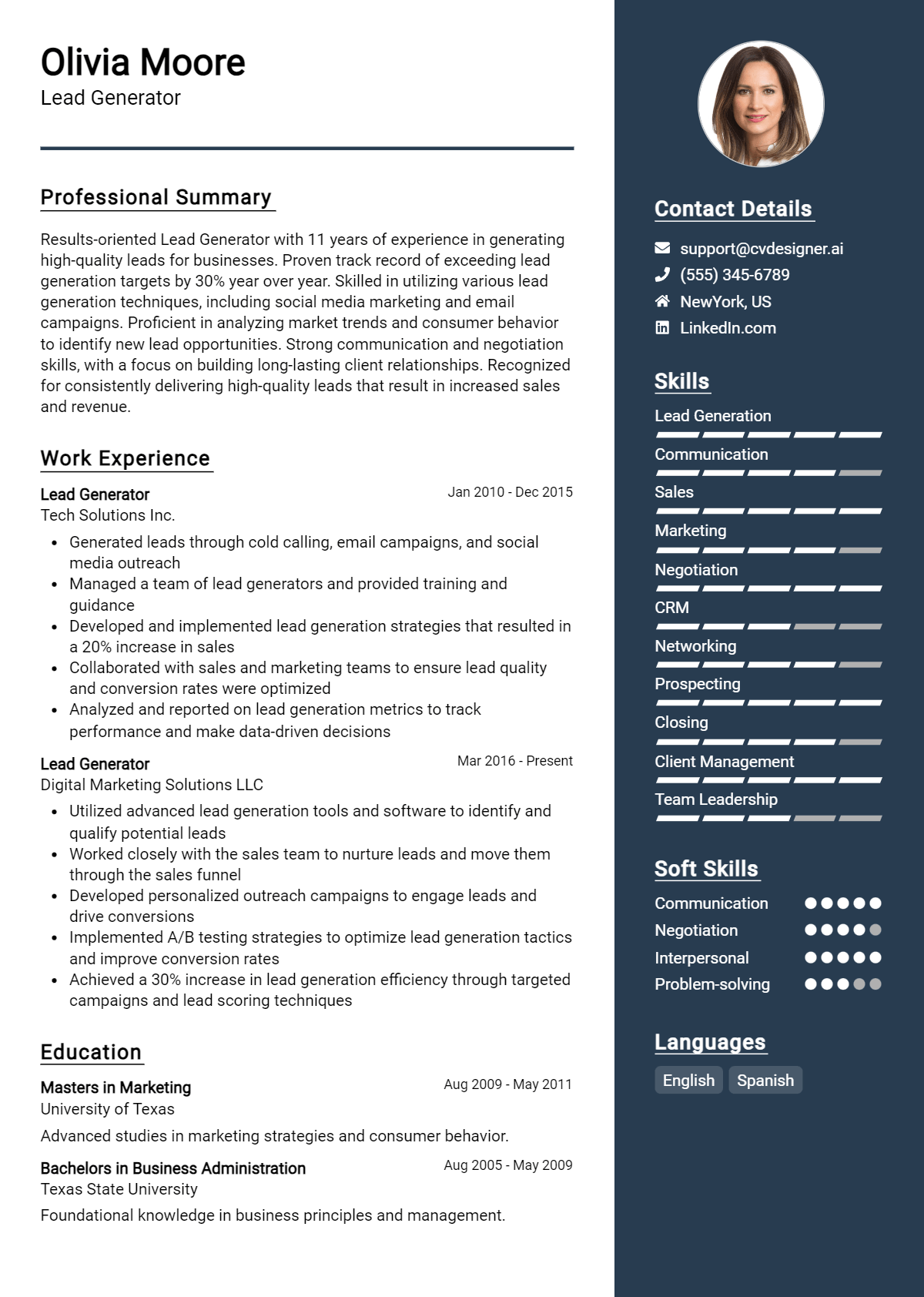 Lead Generator Resume Example for 2026: Free Examples Preview