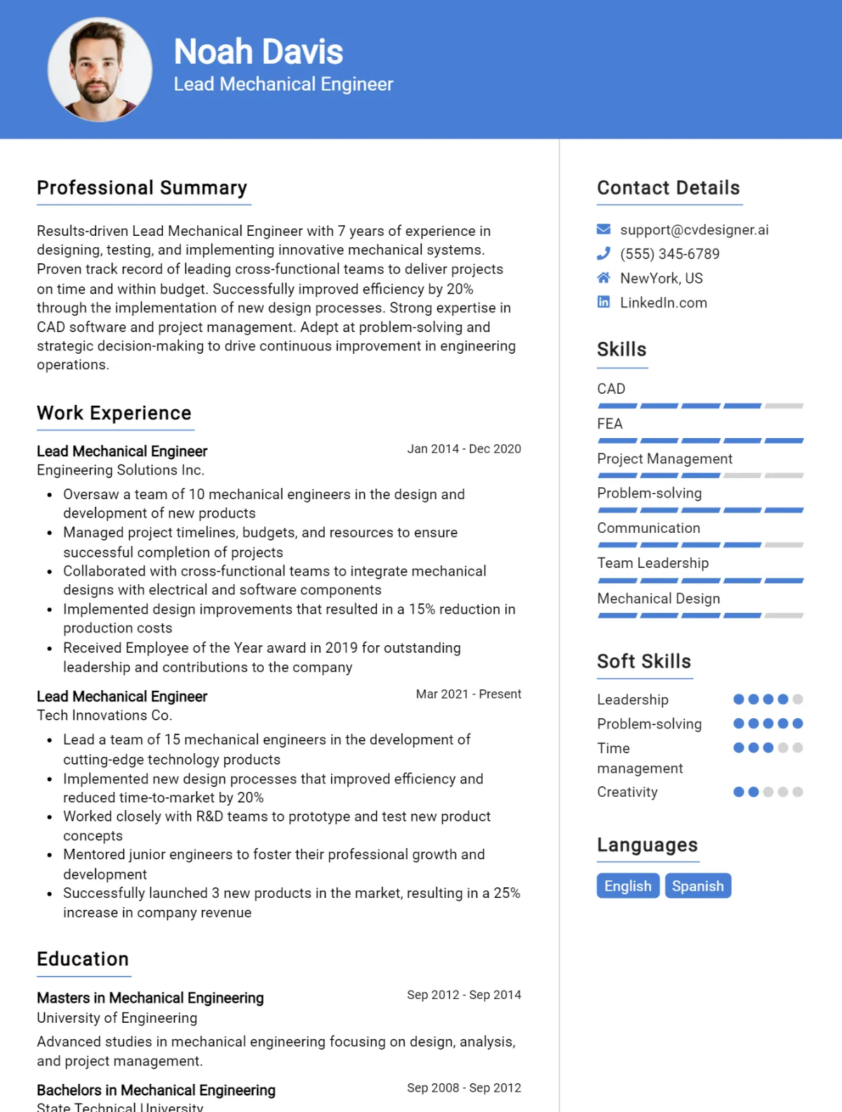 Lead Mechanical Engineer CV Example For 2026: Top Tips & Samples Preview