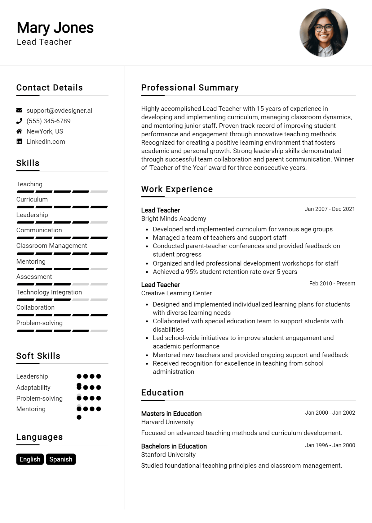 Lead Teacher Resume Example for 2026: Tips & Templates Preview