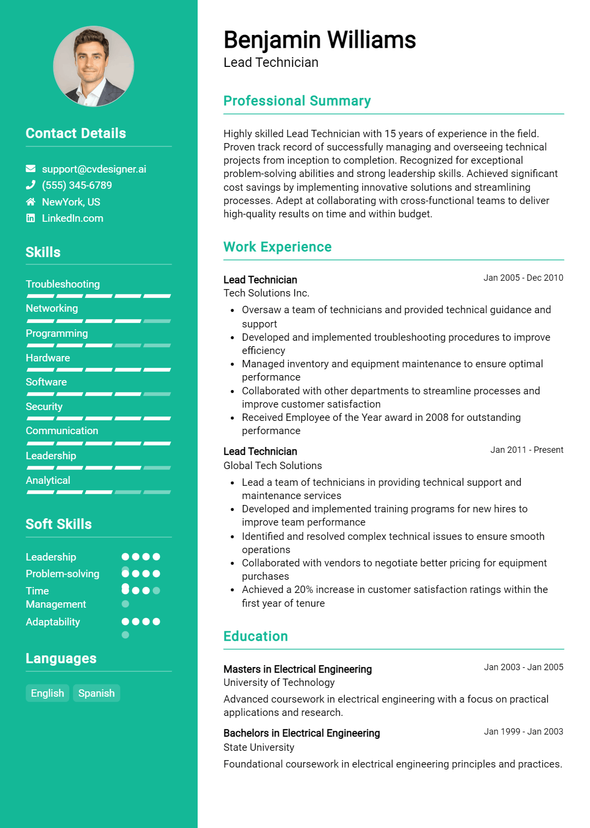 16 Lead Technician Resume Examples for 2026: How to Create a Professional CV Preview