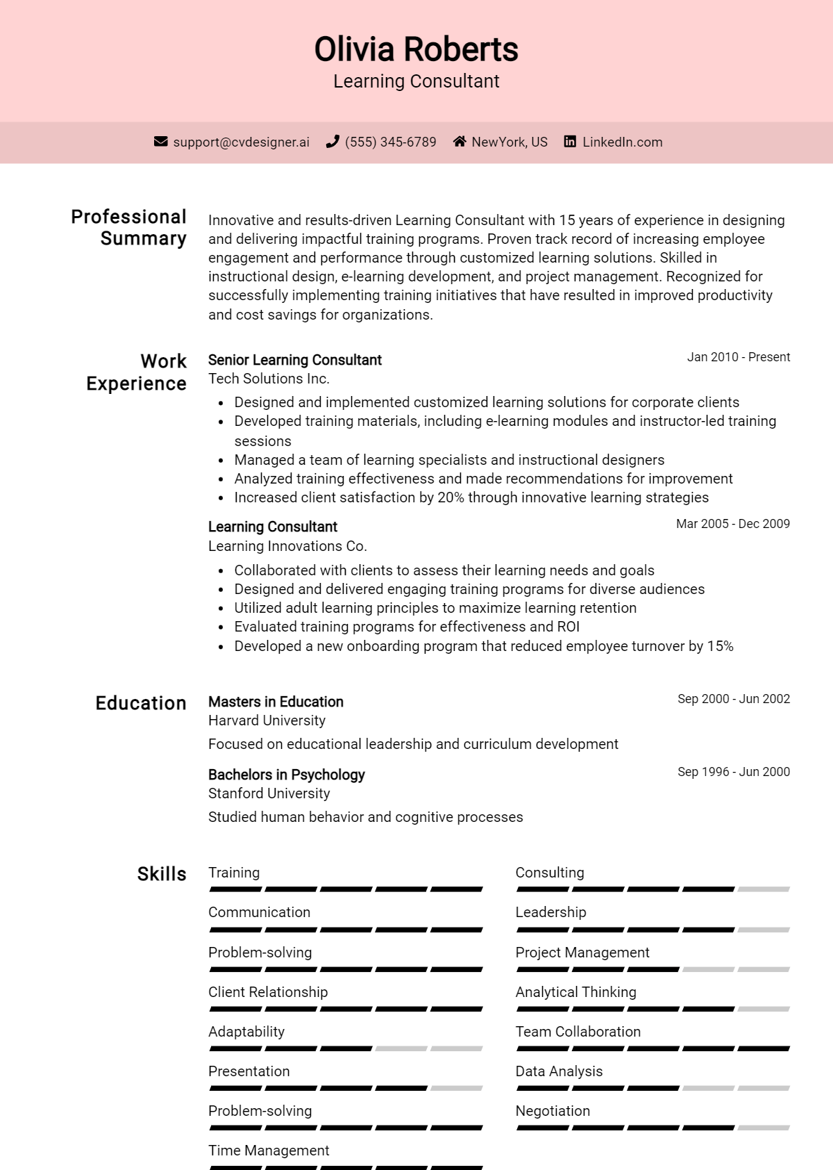 Learning Consultant Resume Example for 2026: Effective CV Writing Tips Preview
