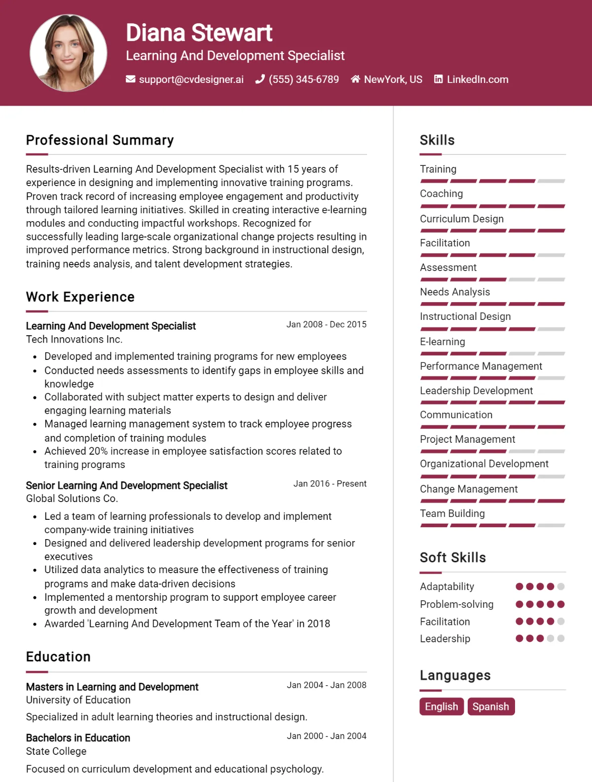 Learning And Development Specialist CV Example For 2026: Effective CV Writing Tips Preview