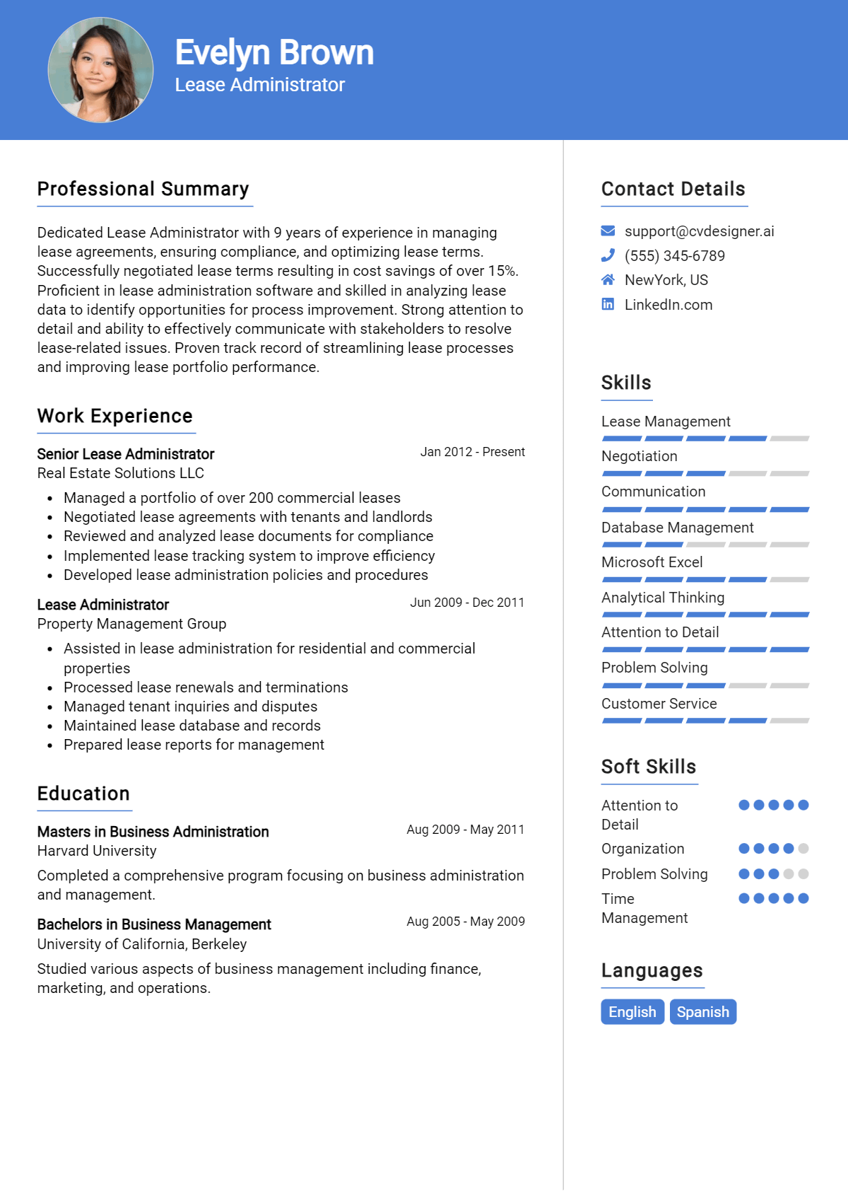 Lease Administrator Resume Example for 2026: How to Craft a Winning CV Preview