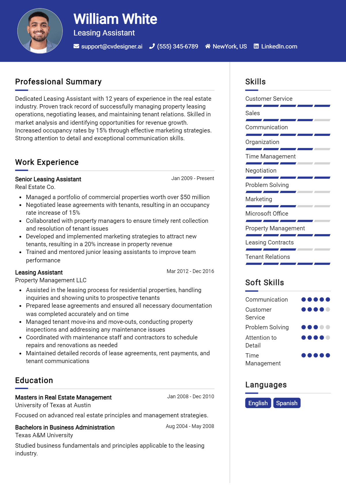 Leasing Assistant Resume Example for 2026: Best Formatting Tips Preview