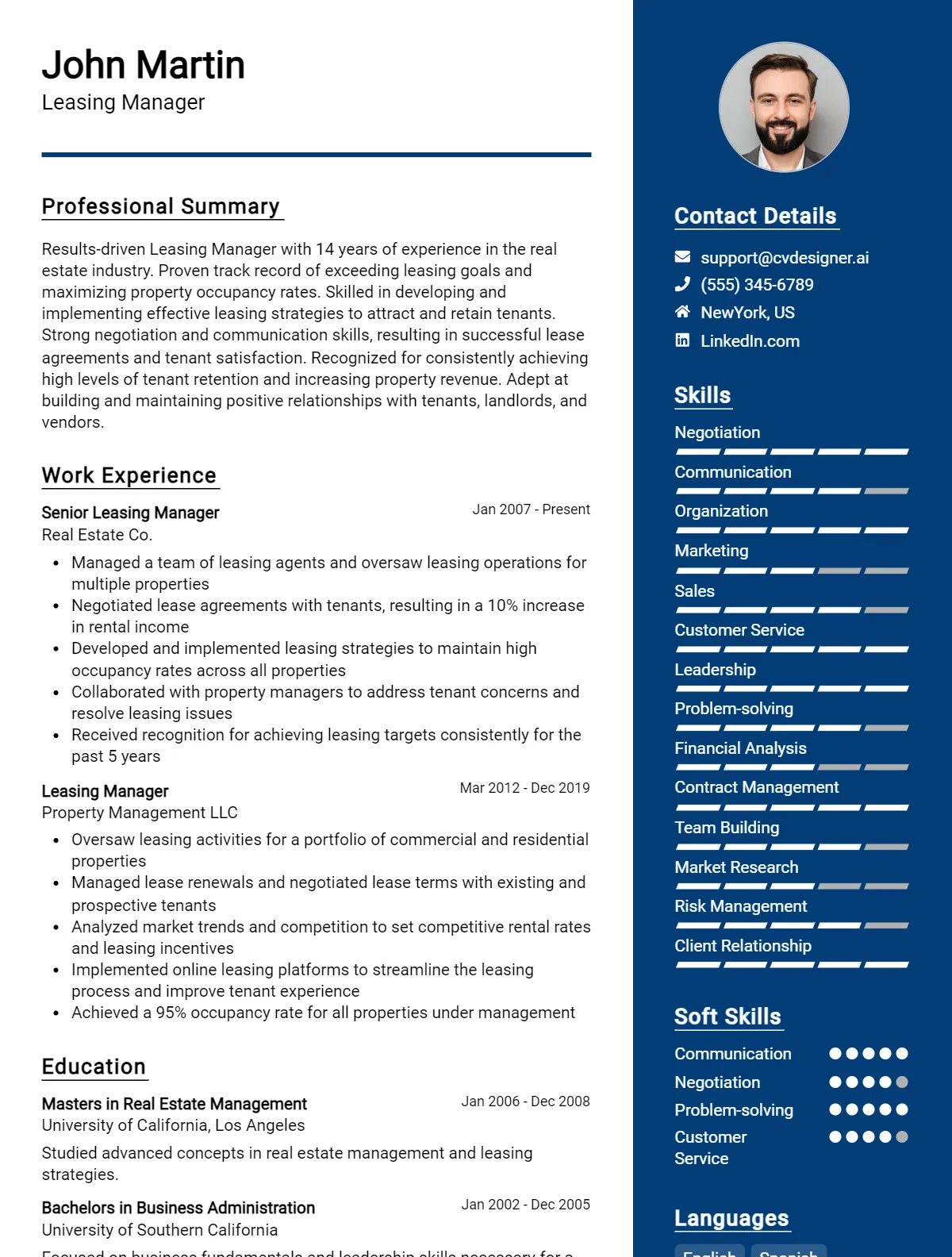 Leasing Manager CV Example For 2026: Best Formatting Tips Preview