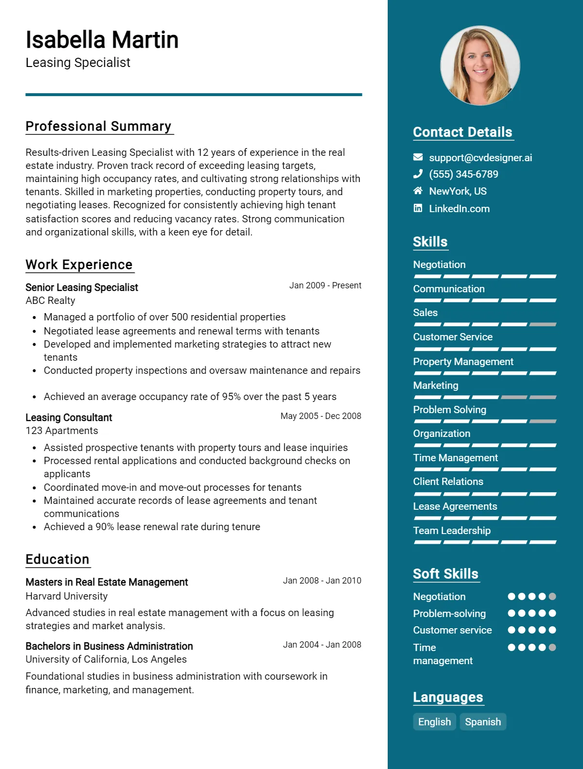 Leasing Specialist CV Example For 2026: Expert Tips & Templates Preview