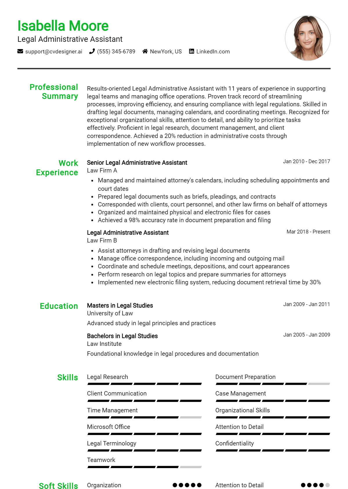 Legal Administrative Assistant Resume Example for 2026: Effective CV Writing Tips Preview