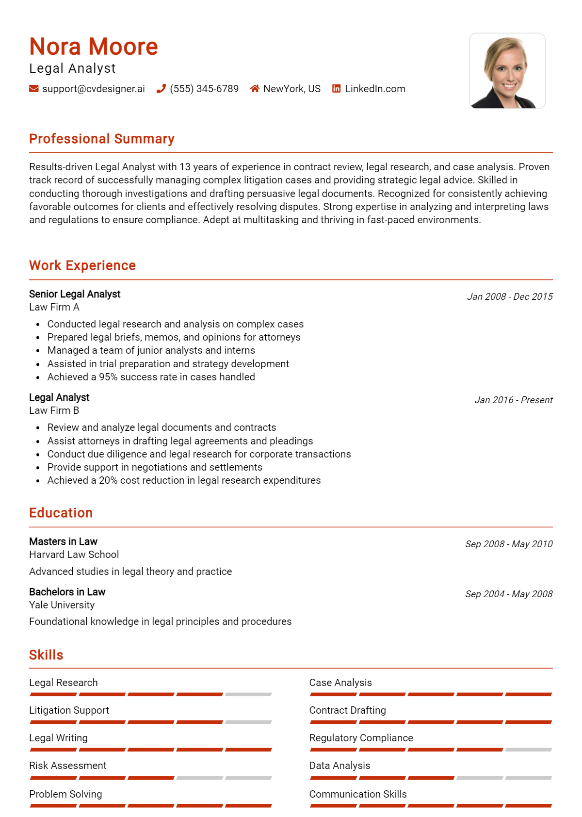Legal Analyst Resume Example for 2026: Effective CV Writing Tips Preview