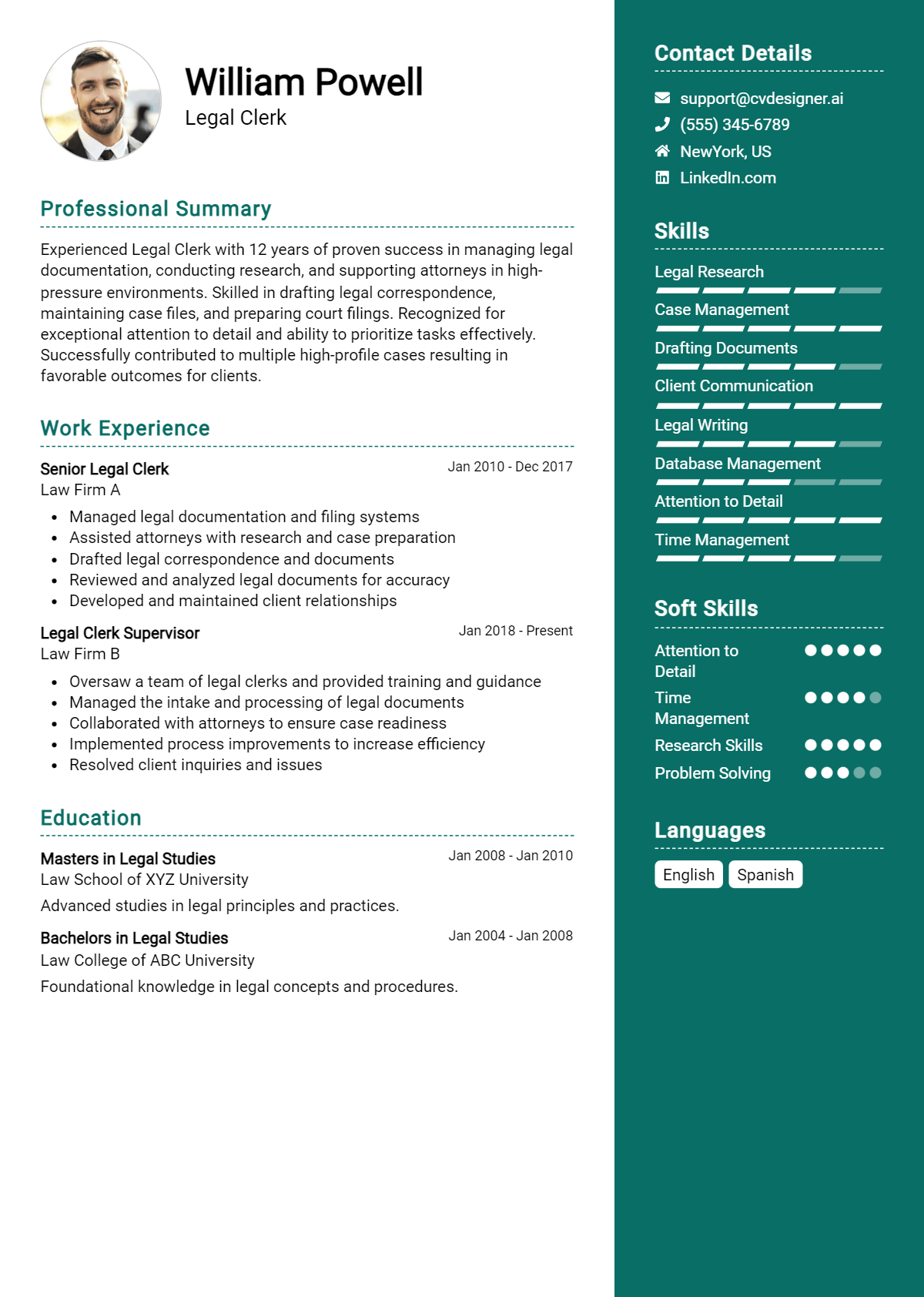 Legal Clerk Resume Example for 2026: Tips to Stand Out Preview