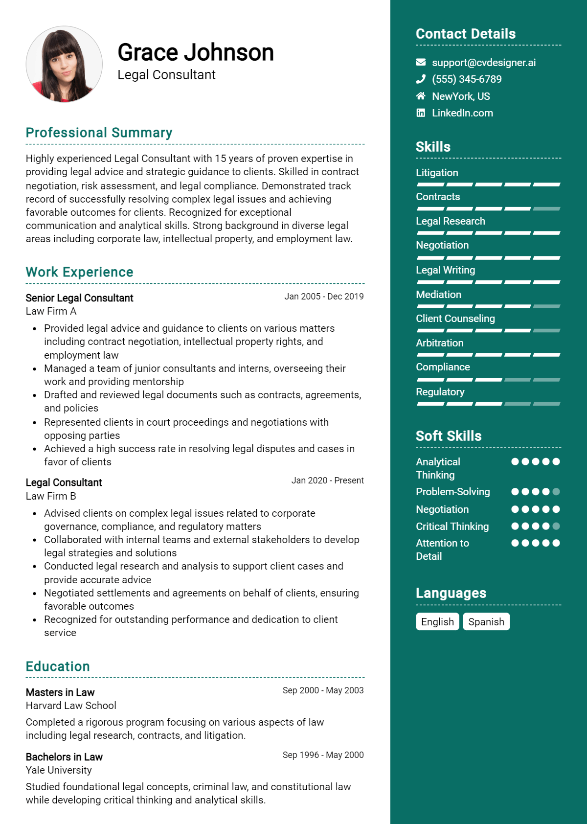 Legal Consultant Resume Example for 2026: Free Professional Templates Preview