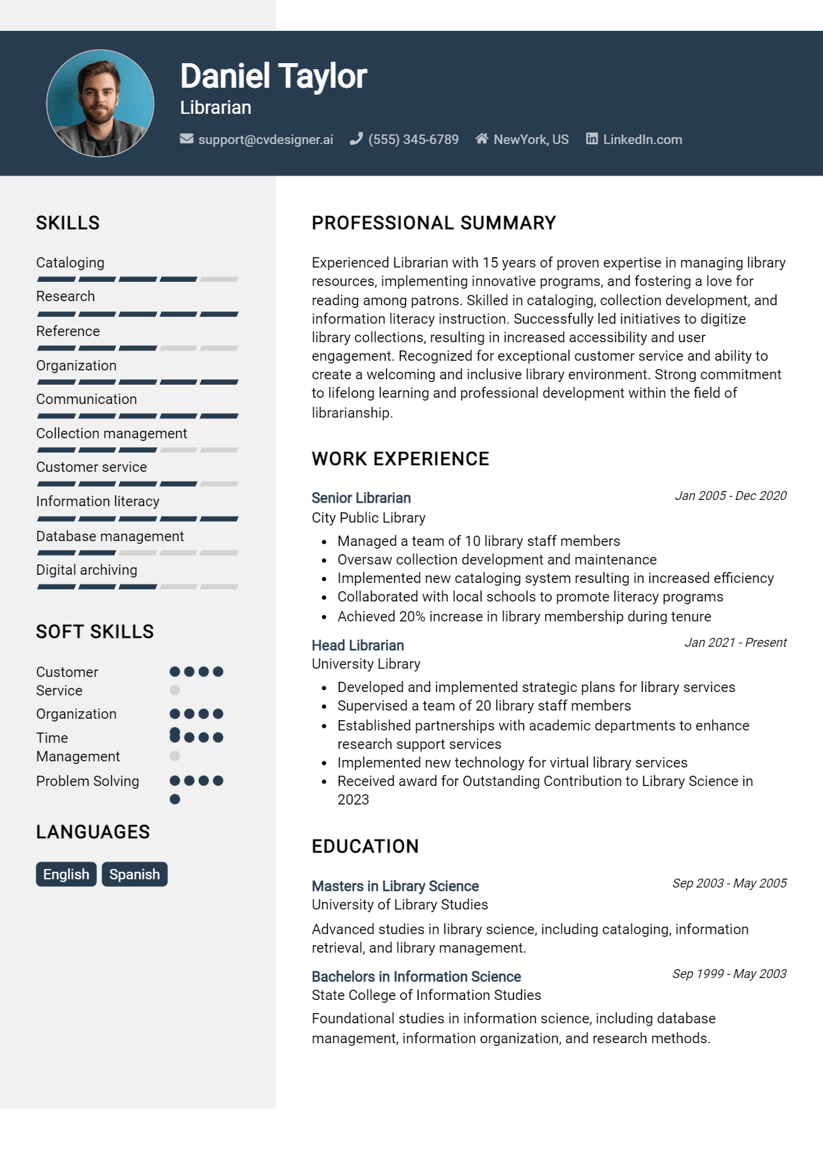 Librarian Resume Example for 2026: Expert Tips & Templates Preview
