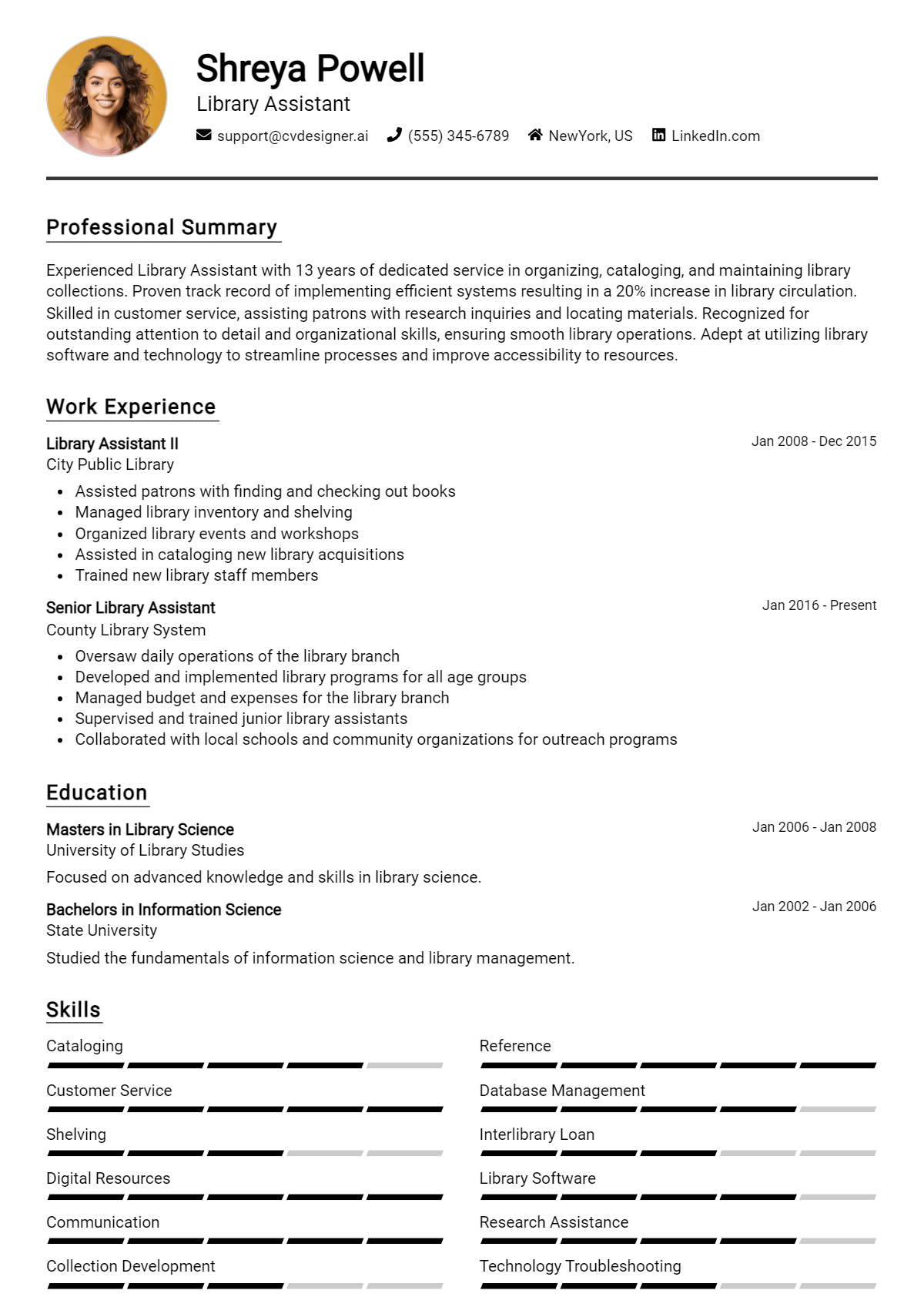 Library Assistant Resume Example for 2026: How to Craft a Winning CV Preview