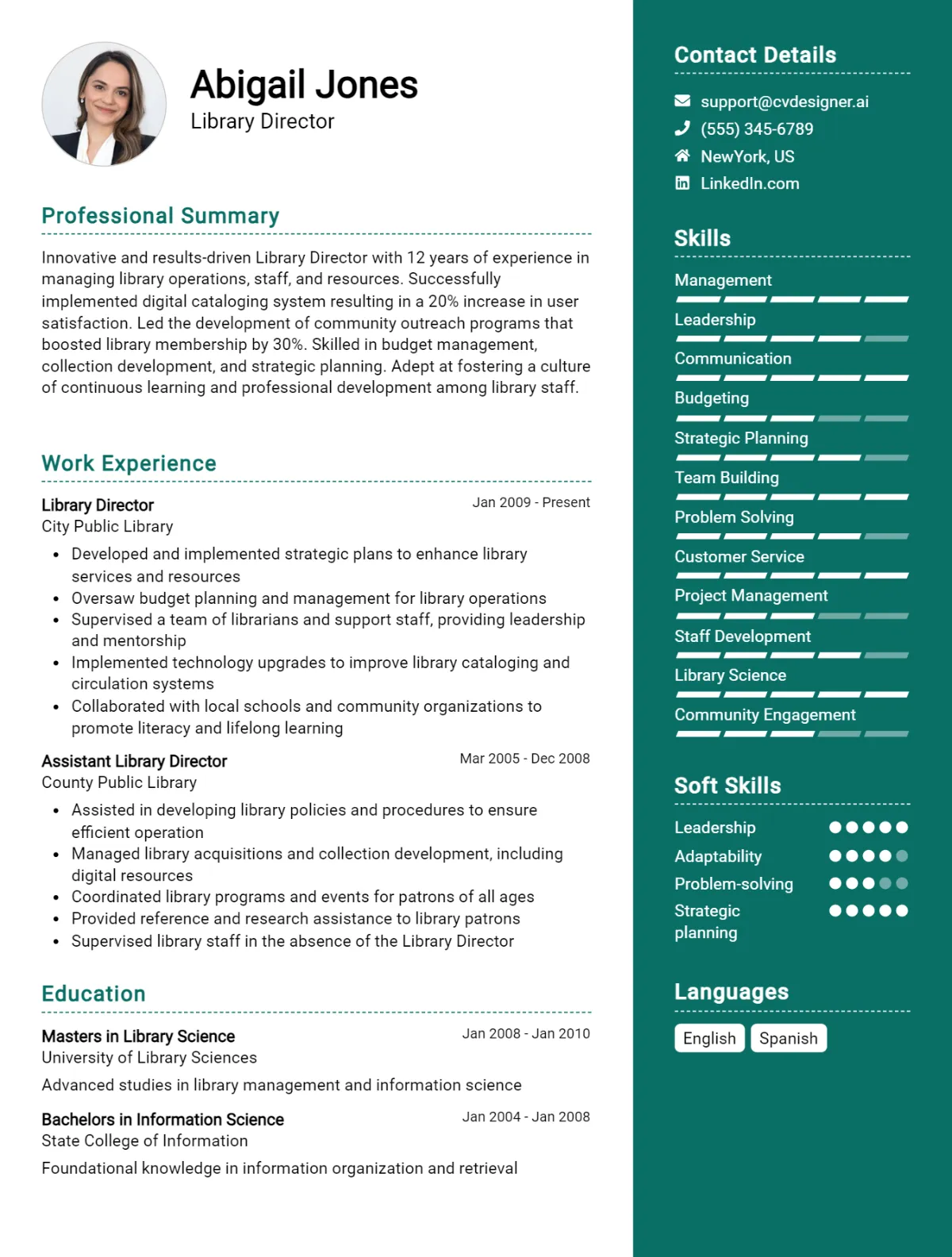 Library Director CV Example For 2026: Samples & Best Practices Preview