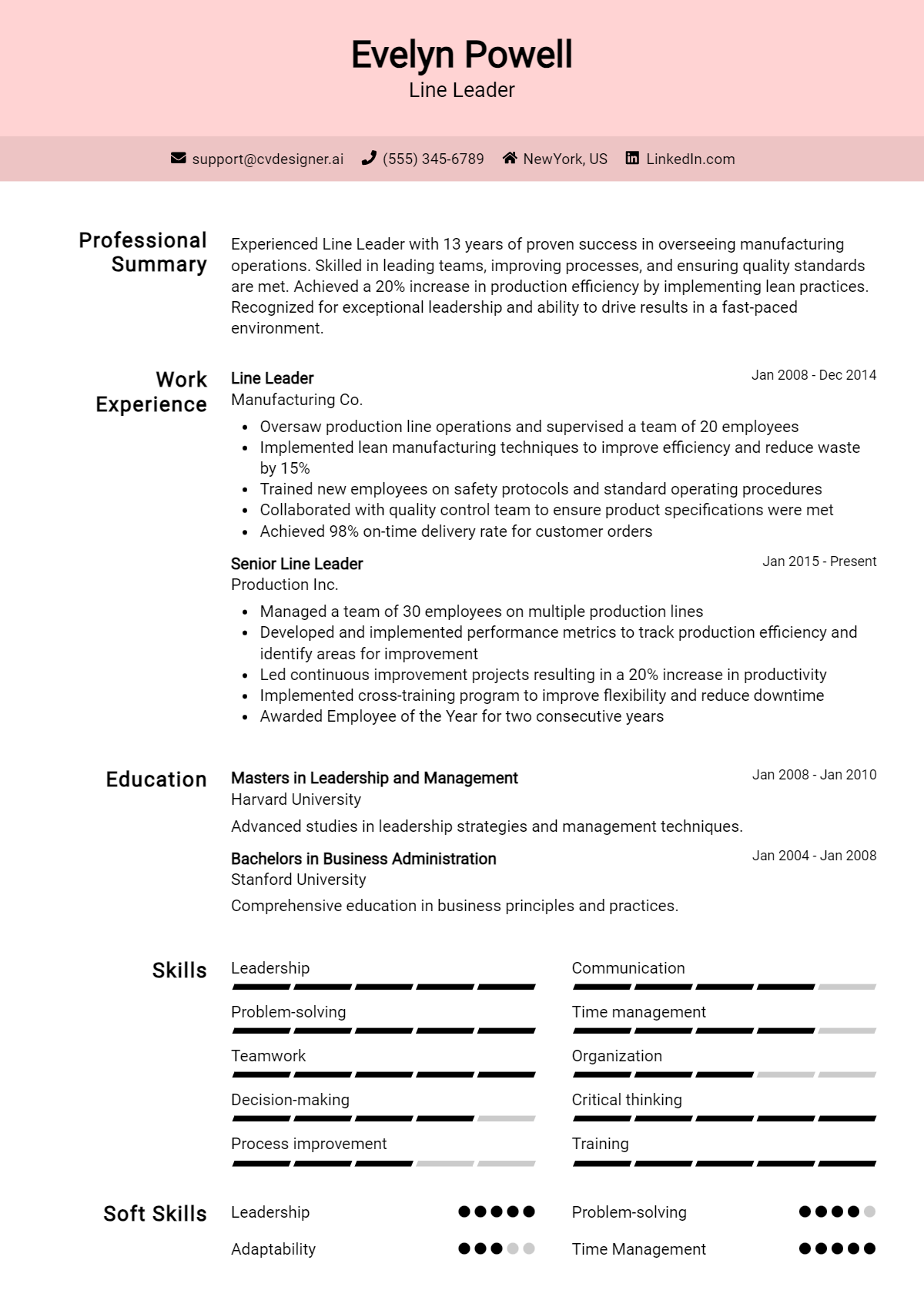 Line Leader Resume Example for 2026: Free Downloadable Templates Preview