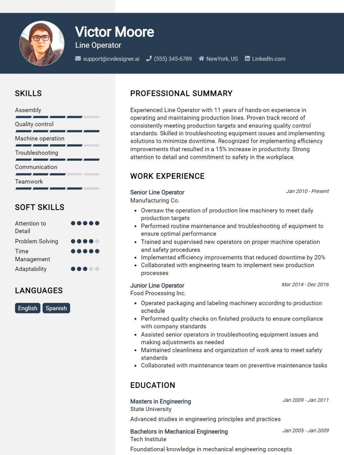 Line Operator CV Example For 2026: Best Writing Guide Preview
