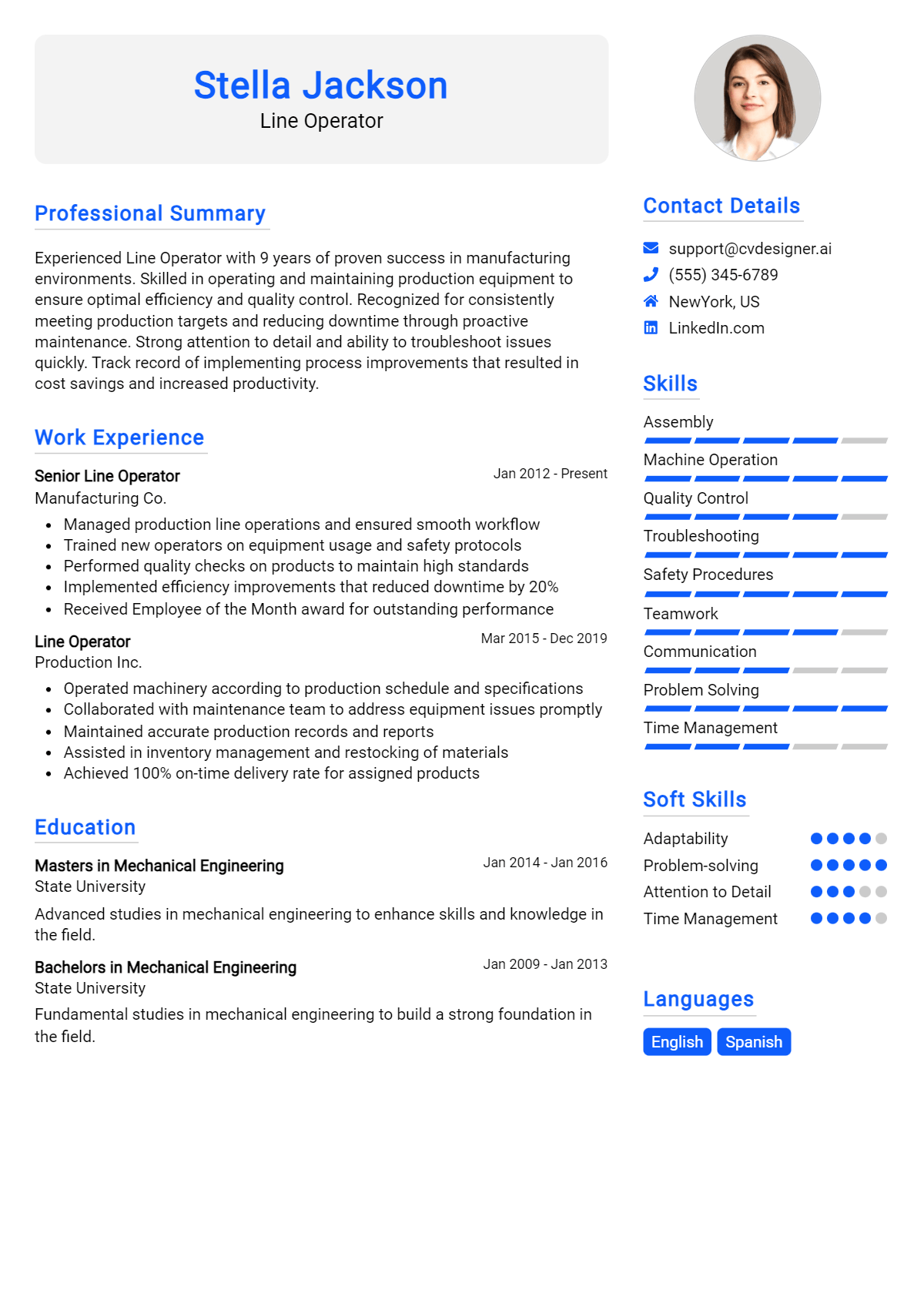 Line Operator Resume Example for 2026: Free Downloadable Templates Preview