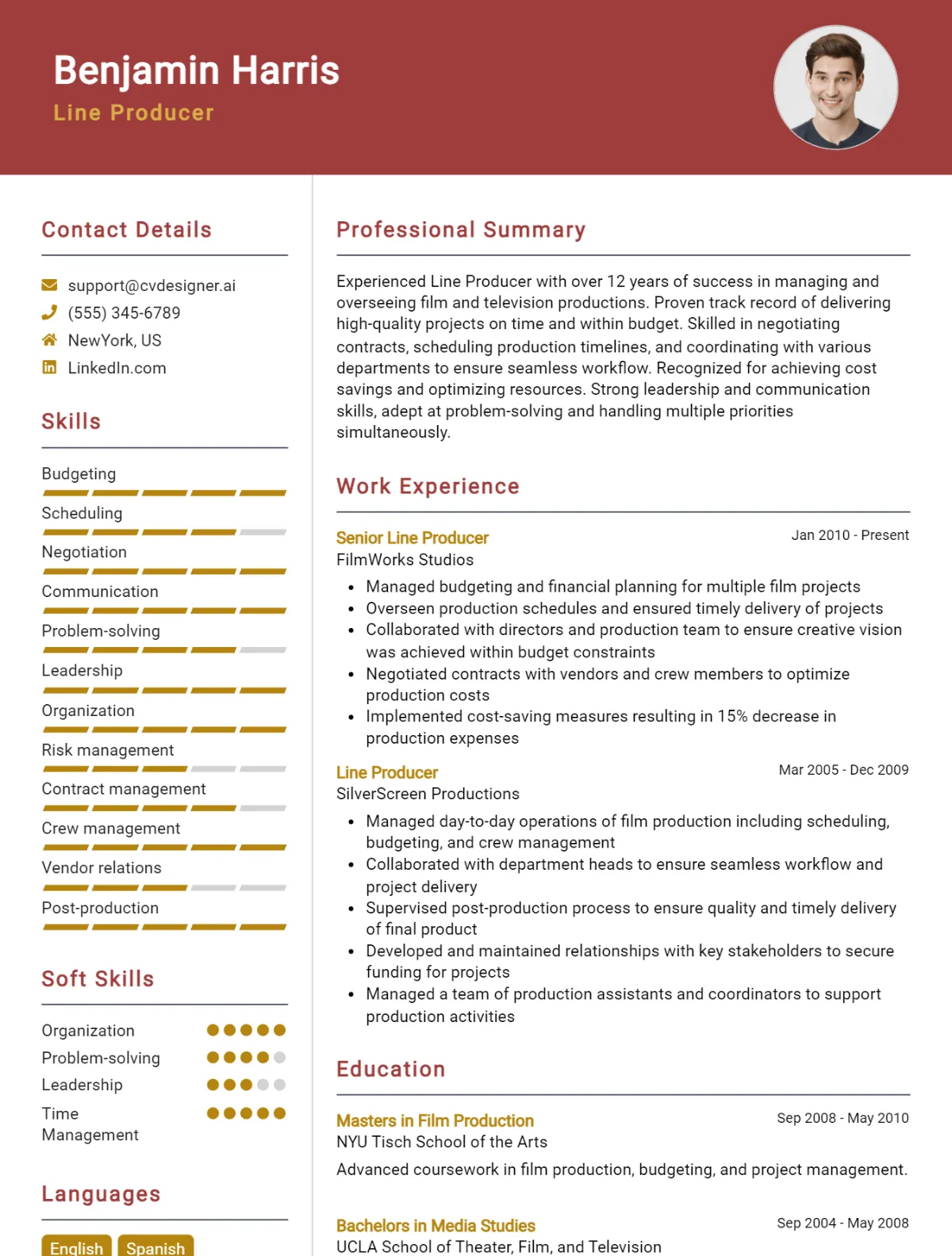 Line Producer CV Example For 2026: Effective CV Writing Tips Preview
