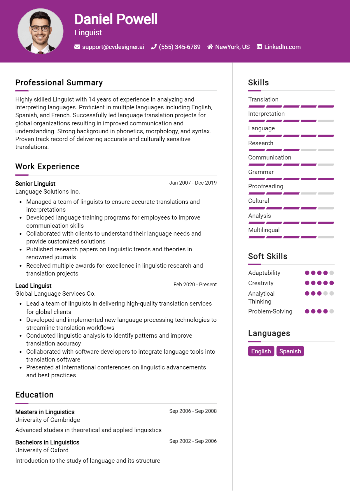 Linguist Resume Example for 2026: Proven Tips & Templates Preview