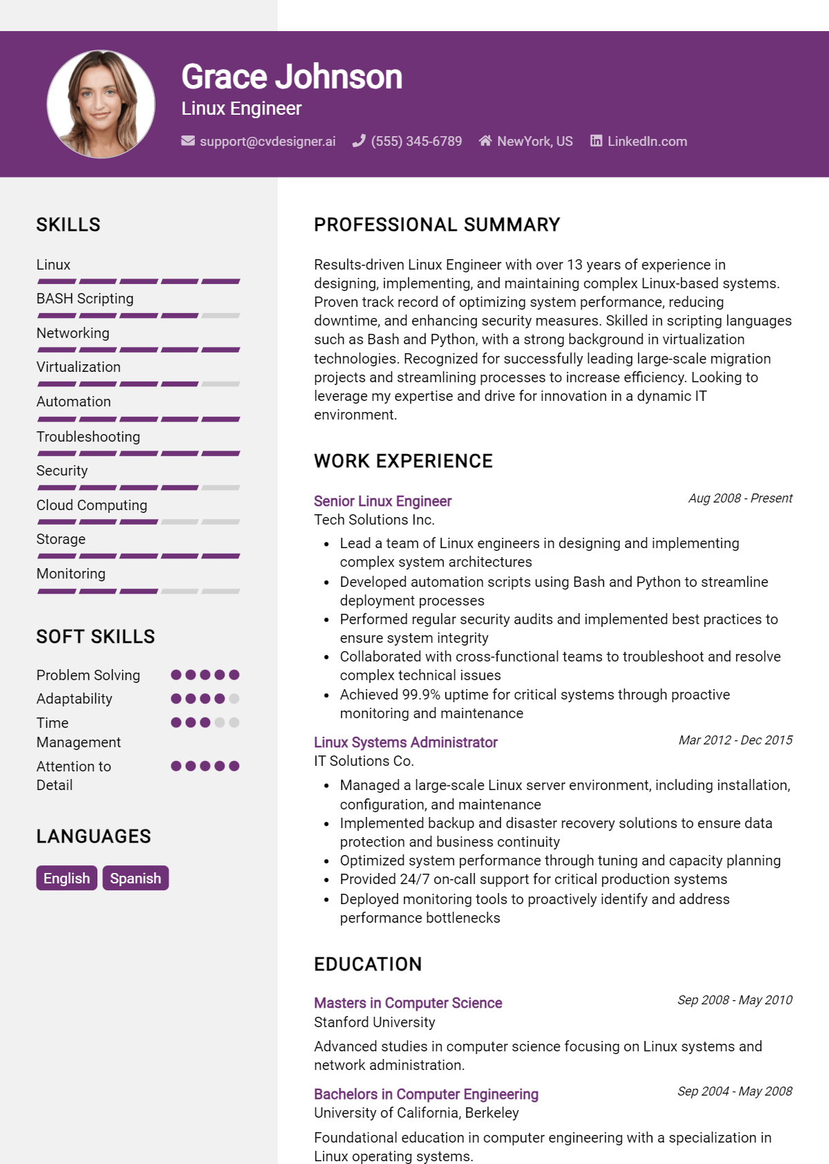 Linux Engineer Resume Example for 2026: Effective Tips Preview