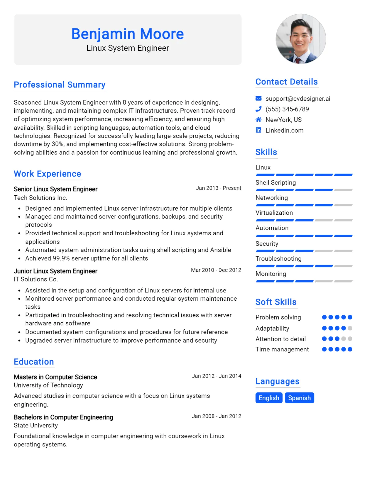 Linux System Engineer CV Example For 2026: Tips & Templates Preview