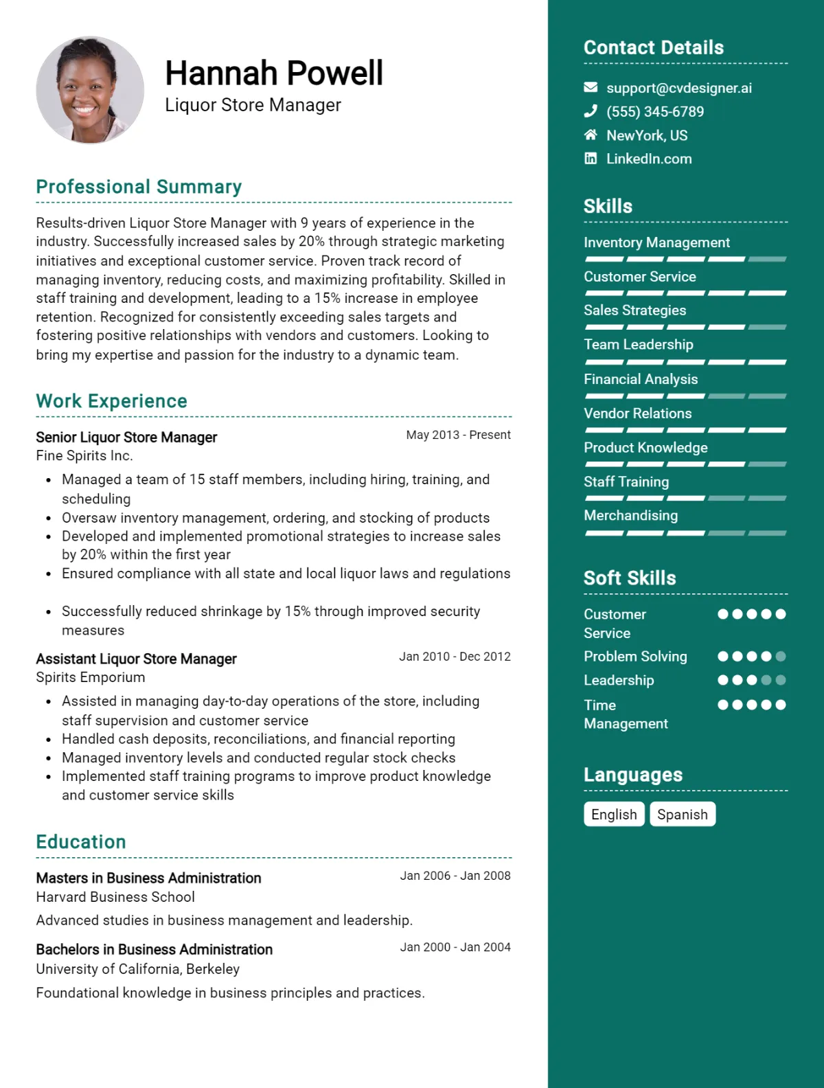Liquor Store Manager CV Example For 2026: How to Create a Professional CV Preview