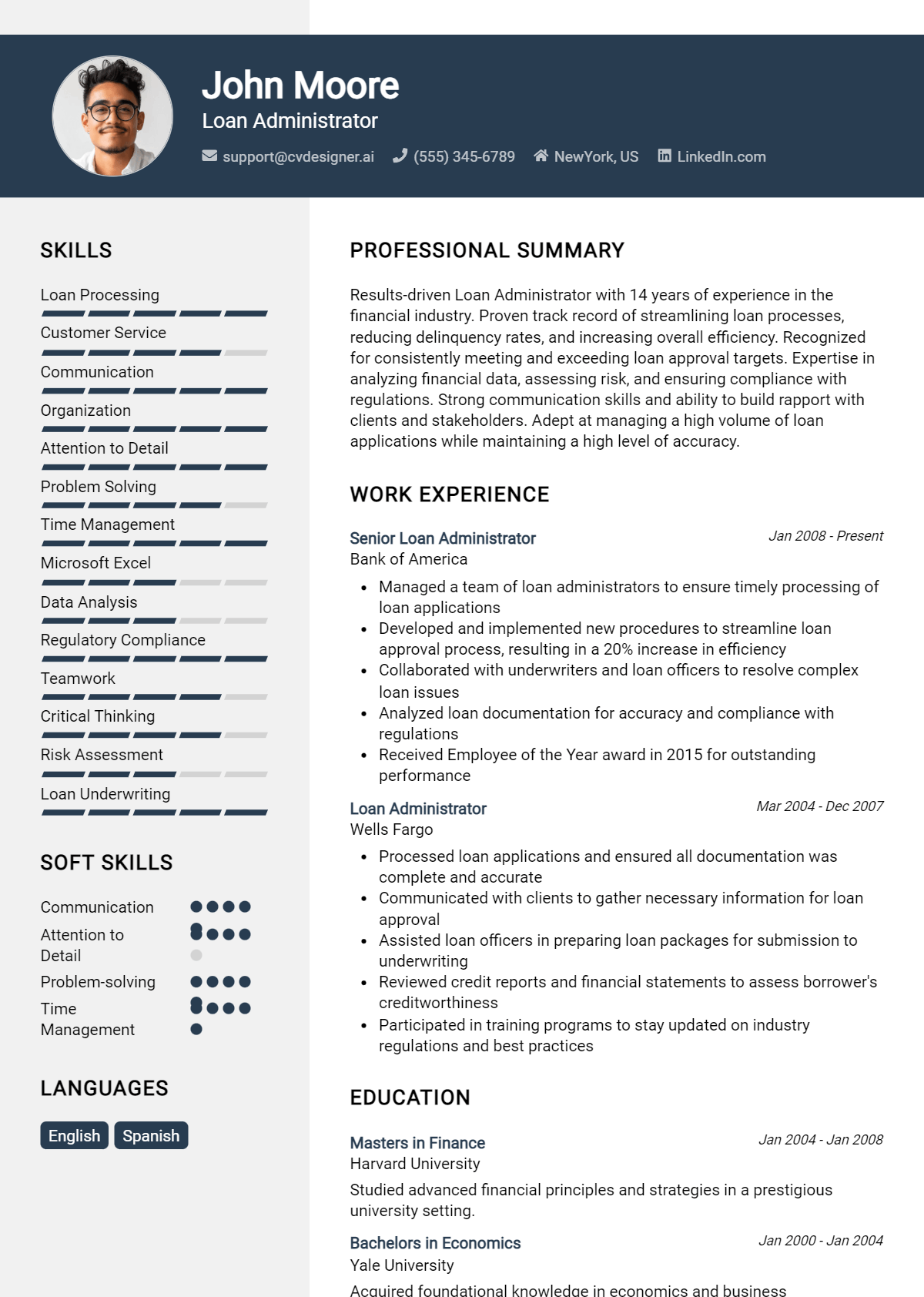 Loan Administrator Resume Example for 2026: Top CV Skills Preview