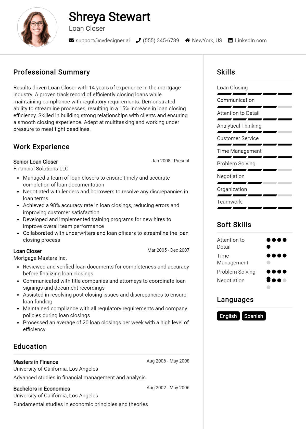 Loan Closer Resume Example for 2026: Best Tips & Templates Preview