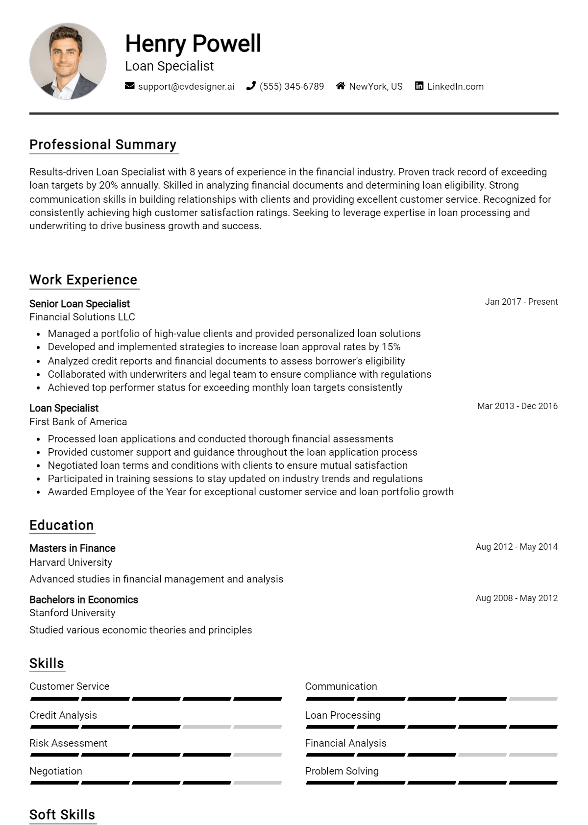 Loan Specialist Resume Example for 2026: Free Professional Templates Preview