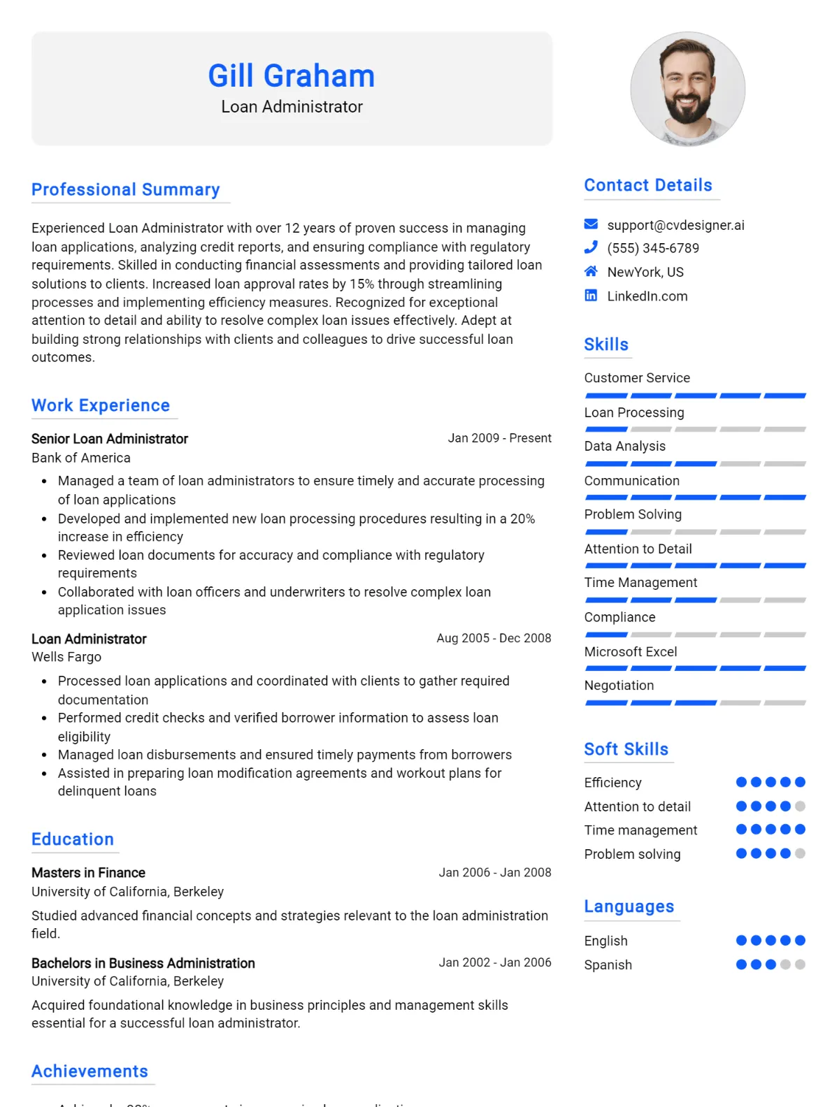 Loan Administrator CV Example For 2026: Free Professional Templates Preview