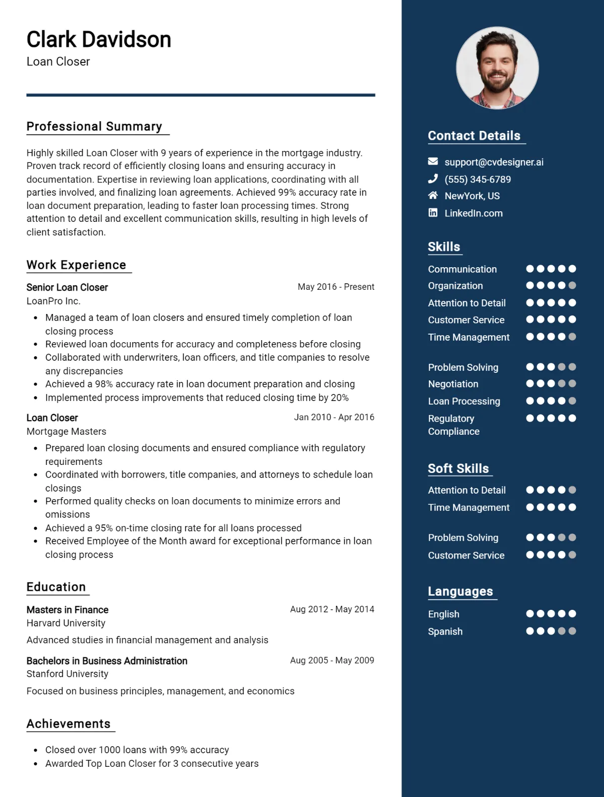 Loan Closer CV Example For 2026: How to Create a Professional CV Preview