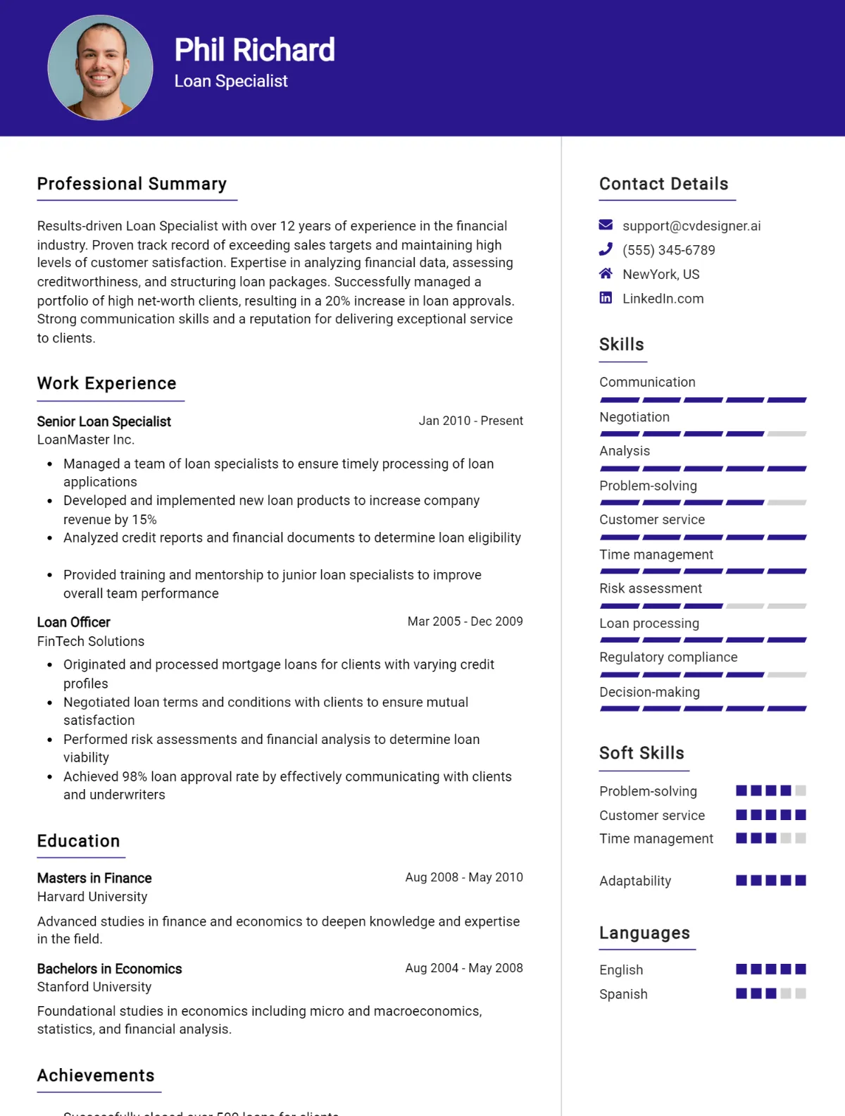 Loan Specialist CV Example For 2026: Tips & Templates Preview