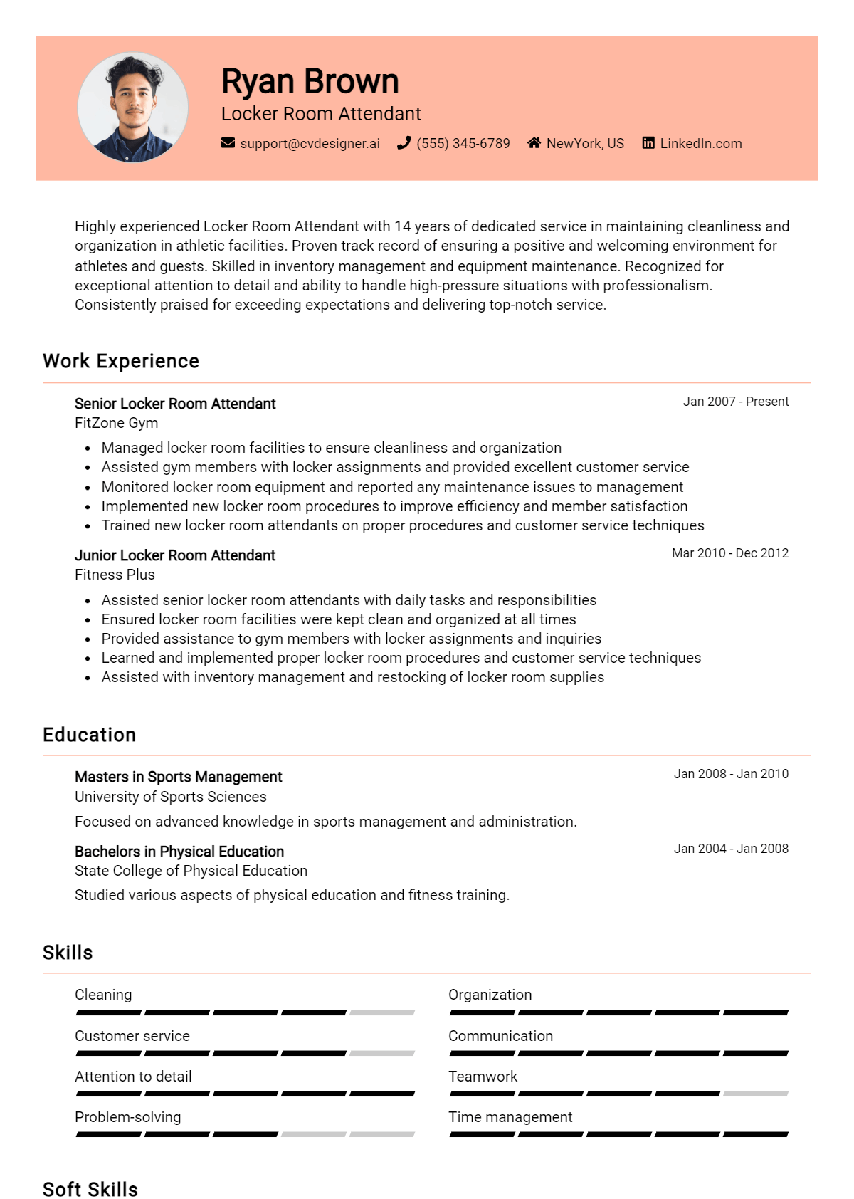 Locker Room Attendant Resume Example for 2026: Effective CV Writing Tips Preview