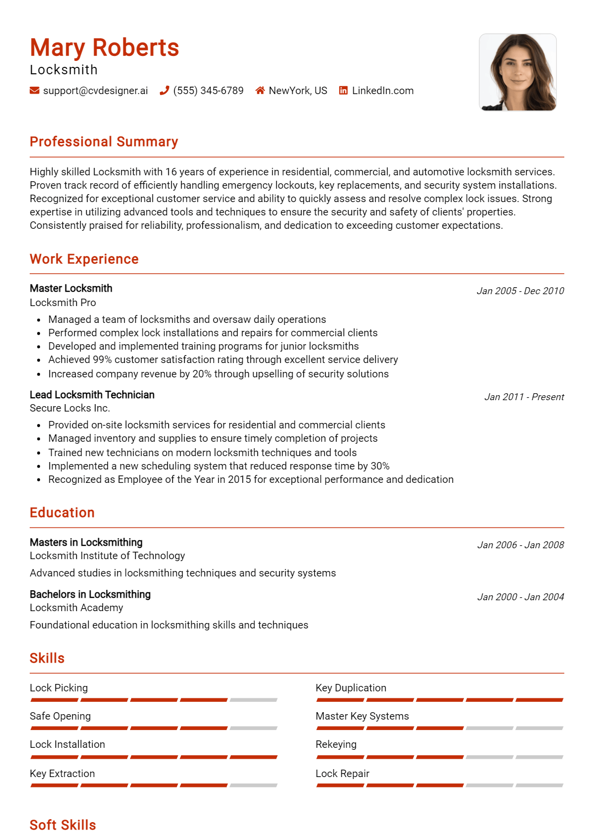 Locksmith Resume Example for 2026: Effective CV Writing Tips Preview