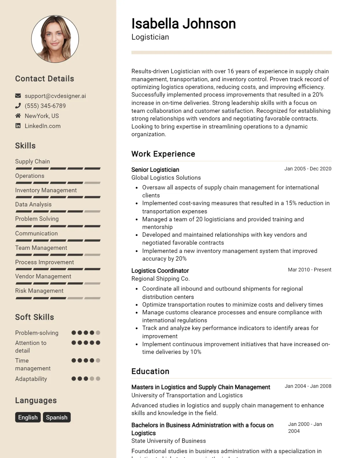 Logistician CV Example For 2026: Proven Tips & Templates Preview