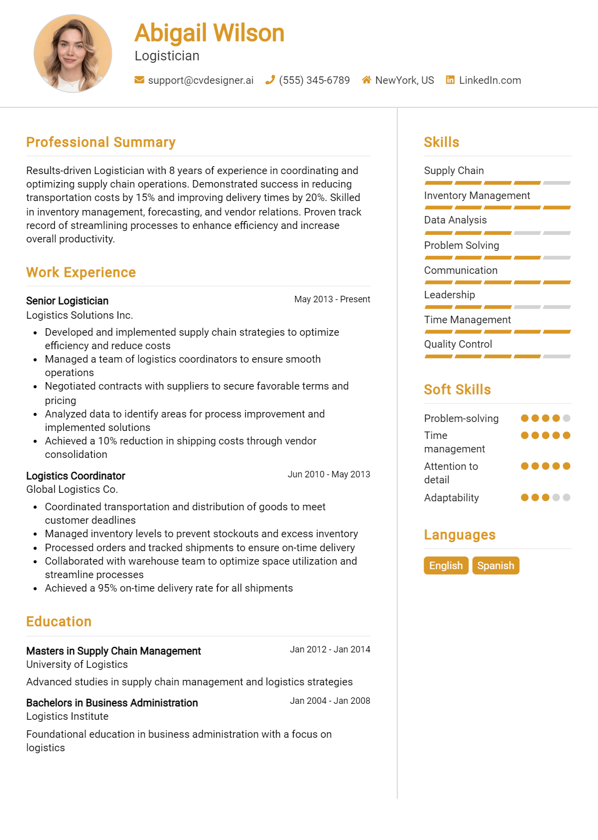 Logistician Resume Example for 2026: Ultimate Guide Preview