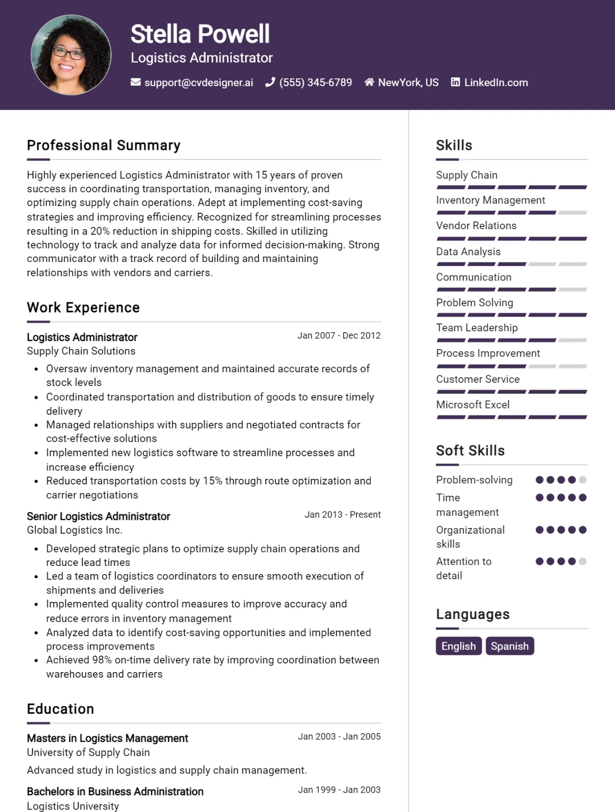 Logistics Administrator CV Example For 2026: Best Tips & Templates Preview