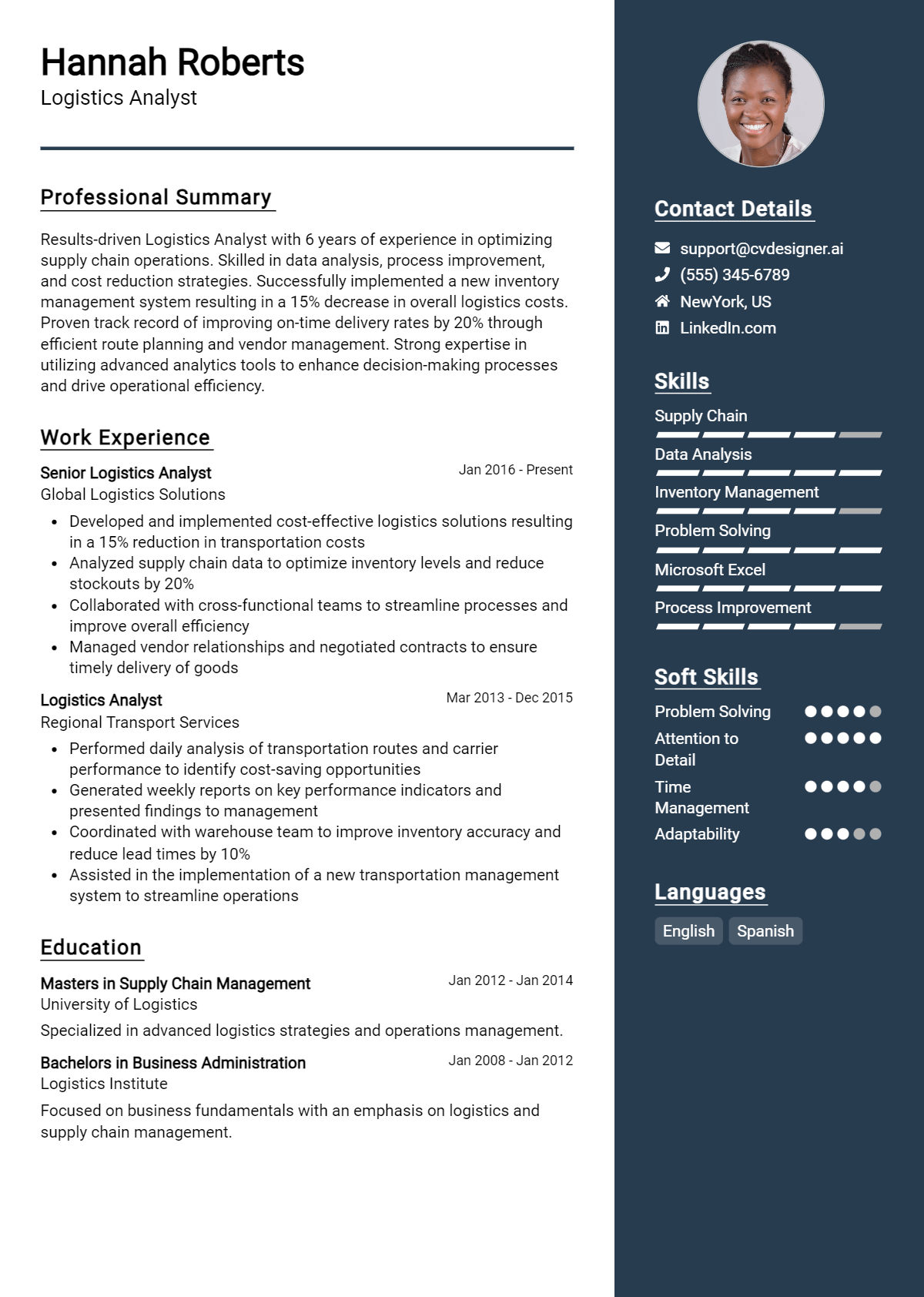 Logistics Analyst Resume Example for 2026: Expert Tips & Templates Preview