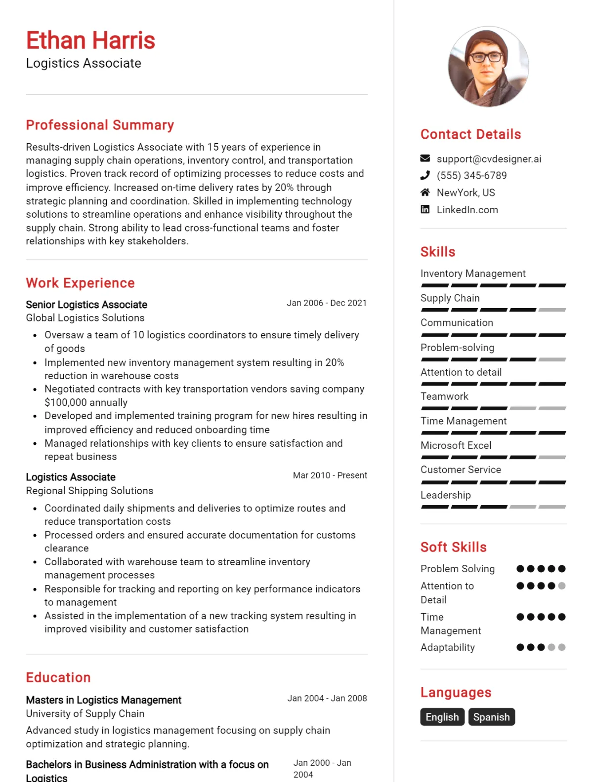Logistics Associate CV Example For 2026: Expert Tips & Templates Preview