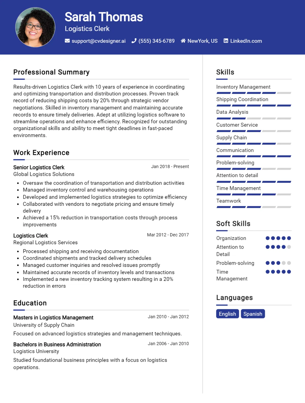 Logistics Clerk CV Example For 2026: How to Craft a Winning CV Preview