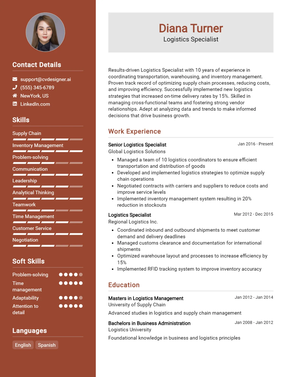 Logistics Specialist CV Example For 2026: How to Create a Professional CV Preview