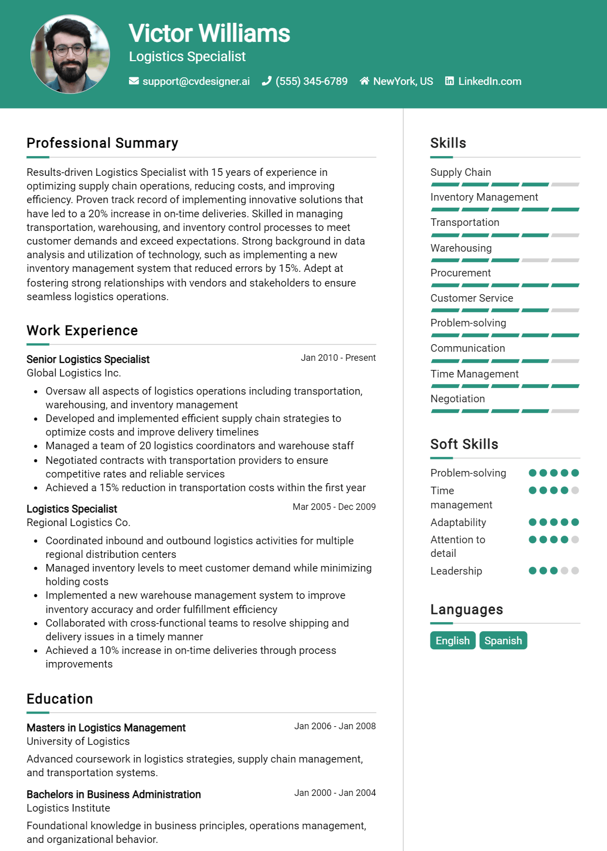 Logistics Specialist Resume Example for 2026: Ultimate Guide Preview
