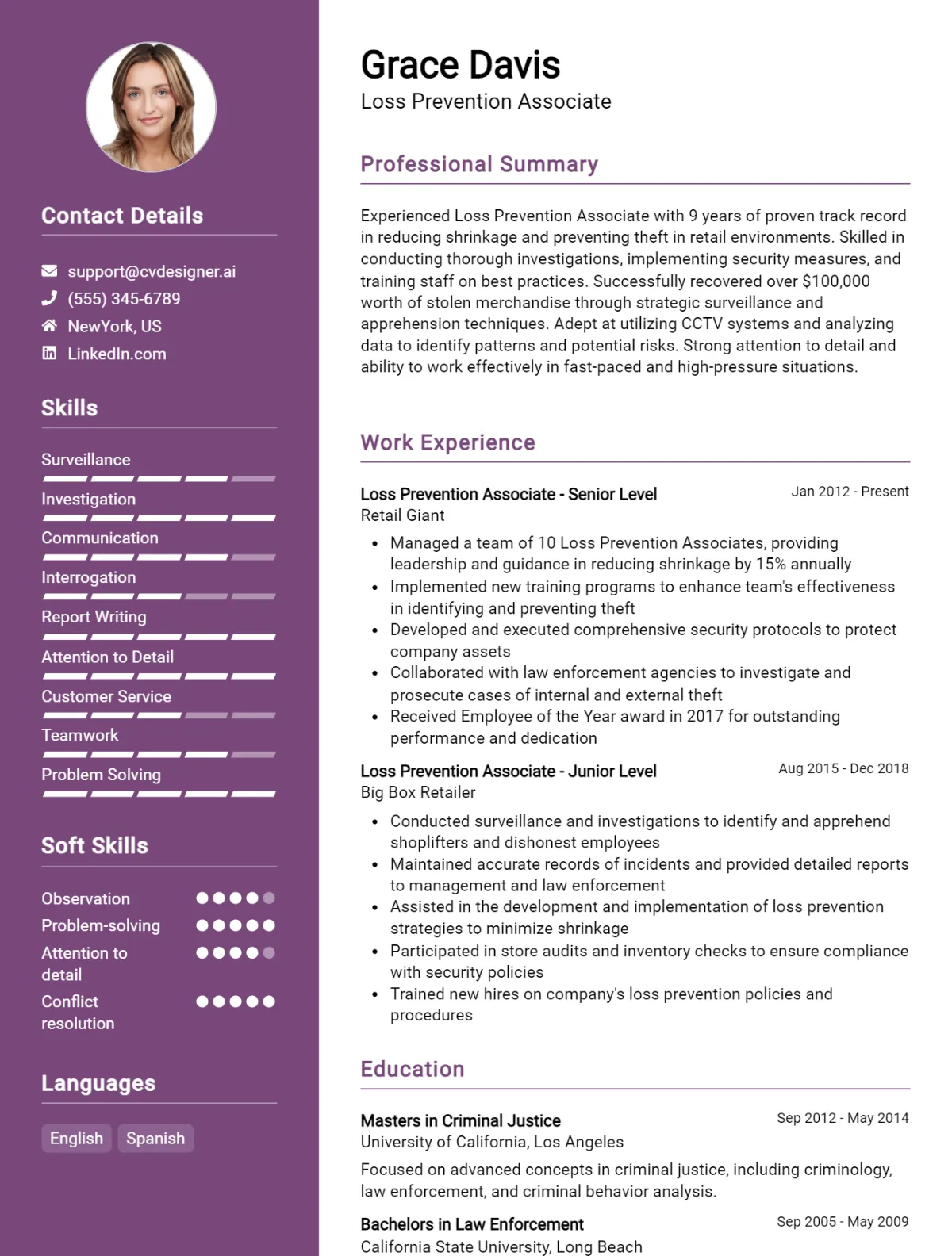 Loss Prevention Associate CV Example For 2026: Best Formatting Tips Preview