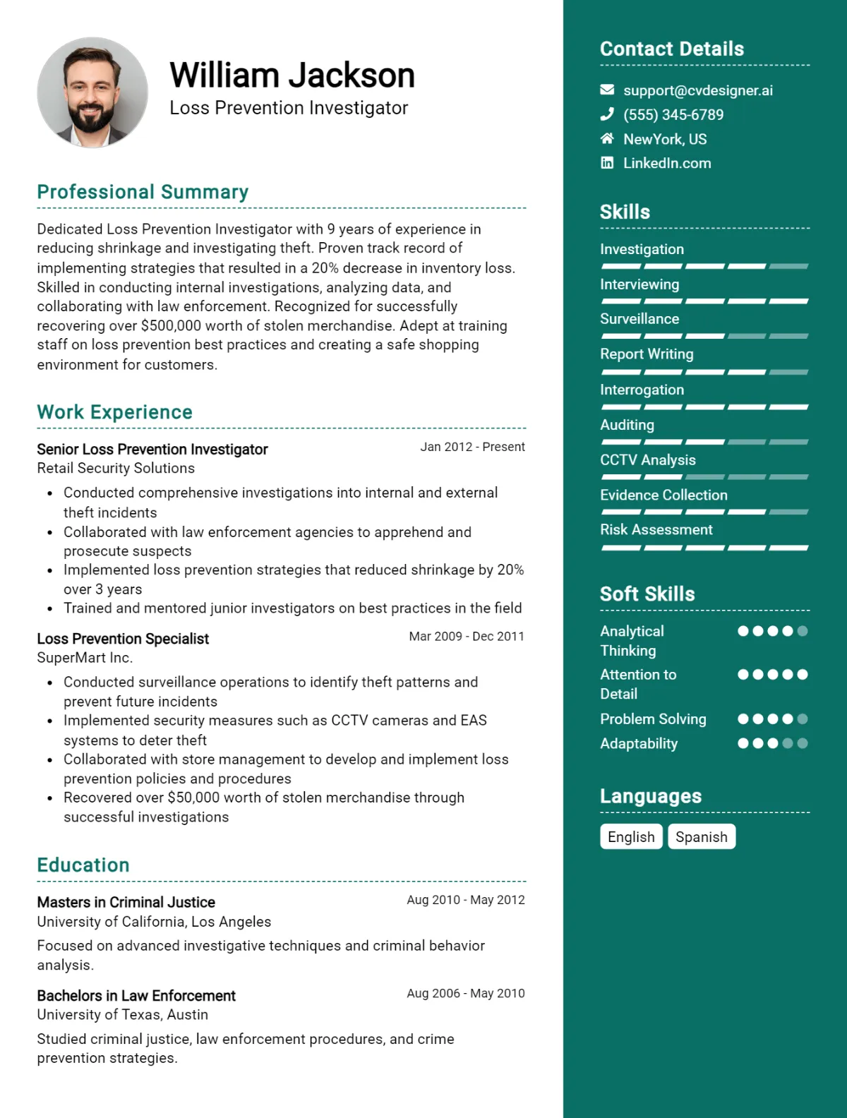 Loss Prevention Investigator CV Example For 2026: Top Tips & Samples Preview