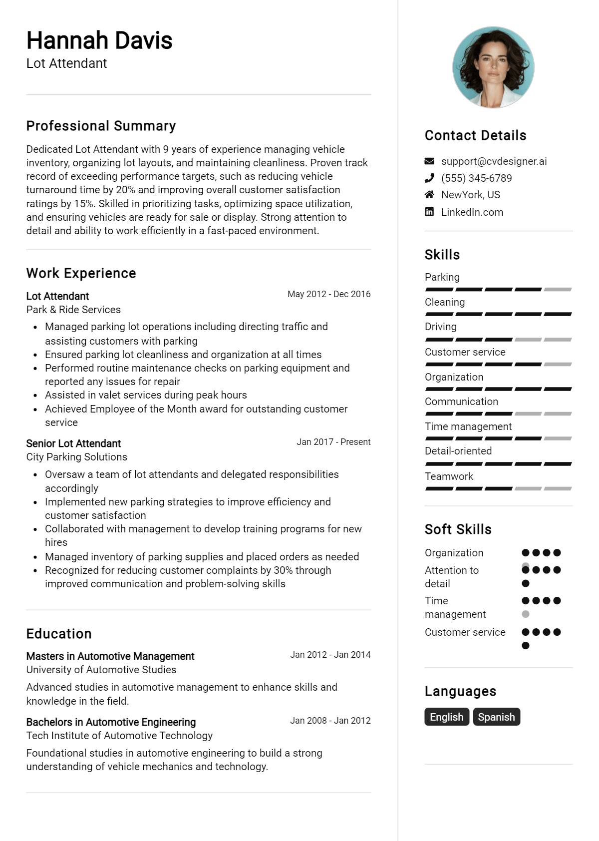 Lot Attendant Resume Example for 2026: Strategies & Templates Preview