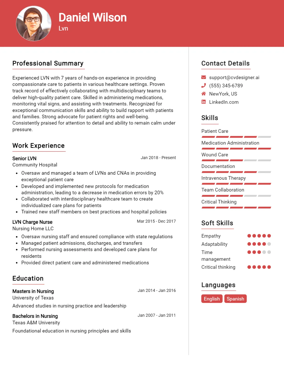 LVN CV Example For 2026: Best Writing Guide Preview