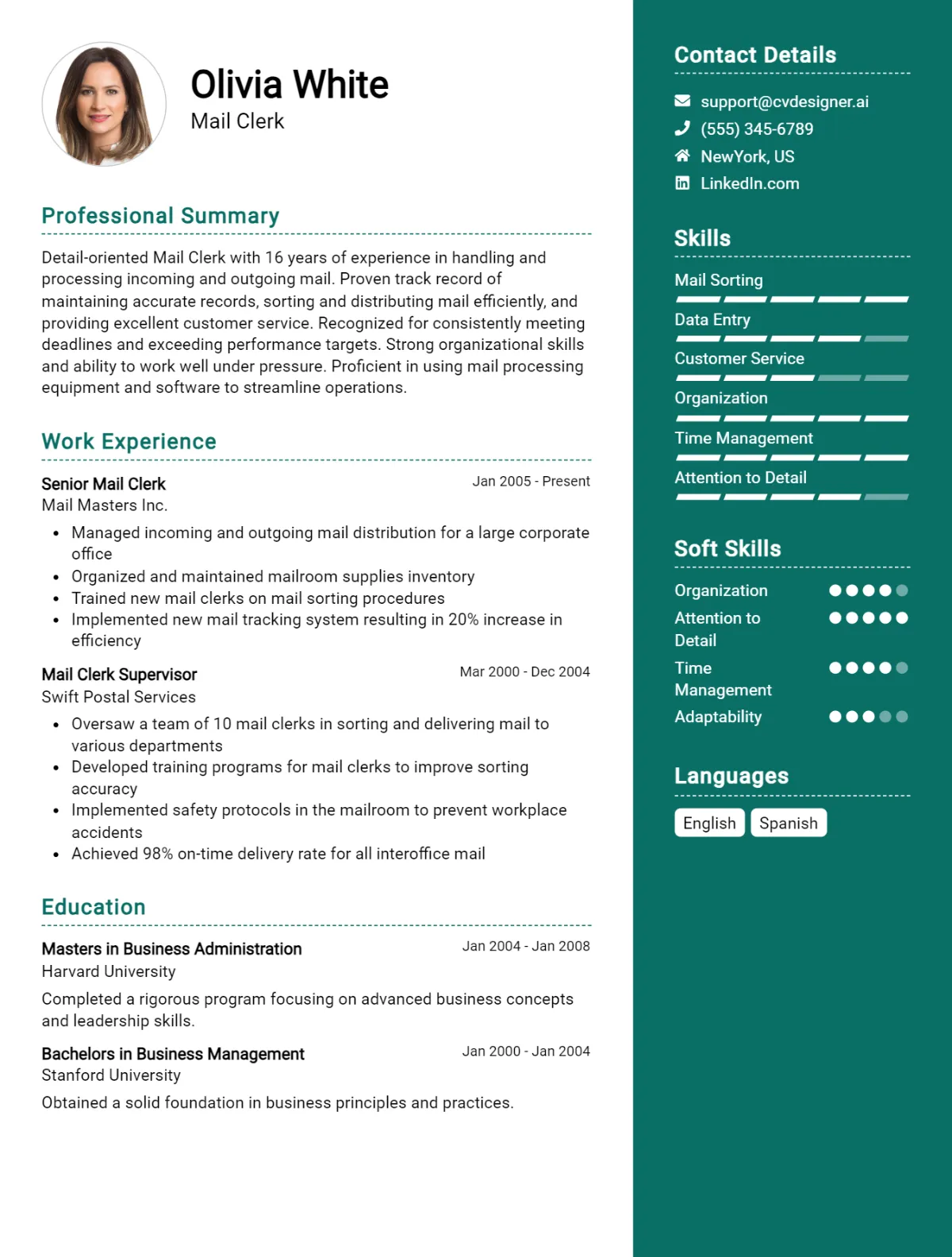 Mail Clerk CV Example For 2026: Tips to Stand Out Preview